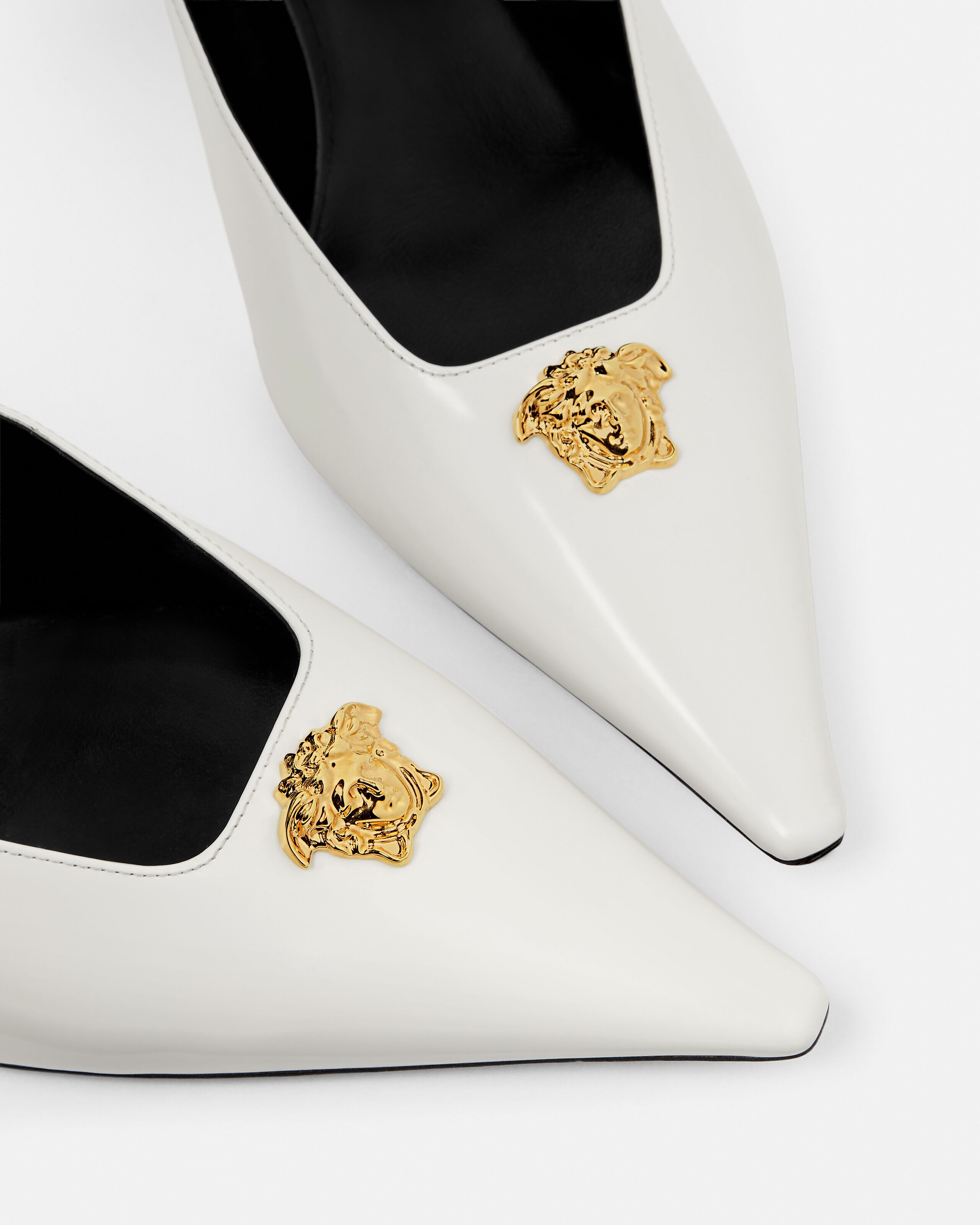 メル15145様 La Medusa Leather Slingbacks 55 mm White | VERSACE US
