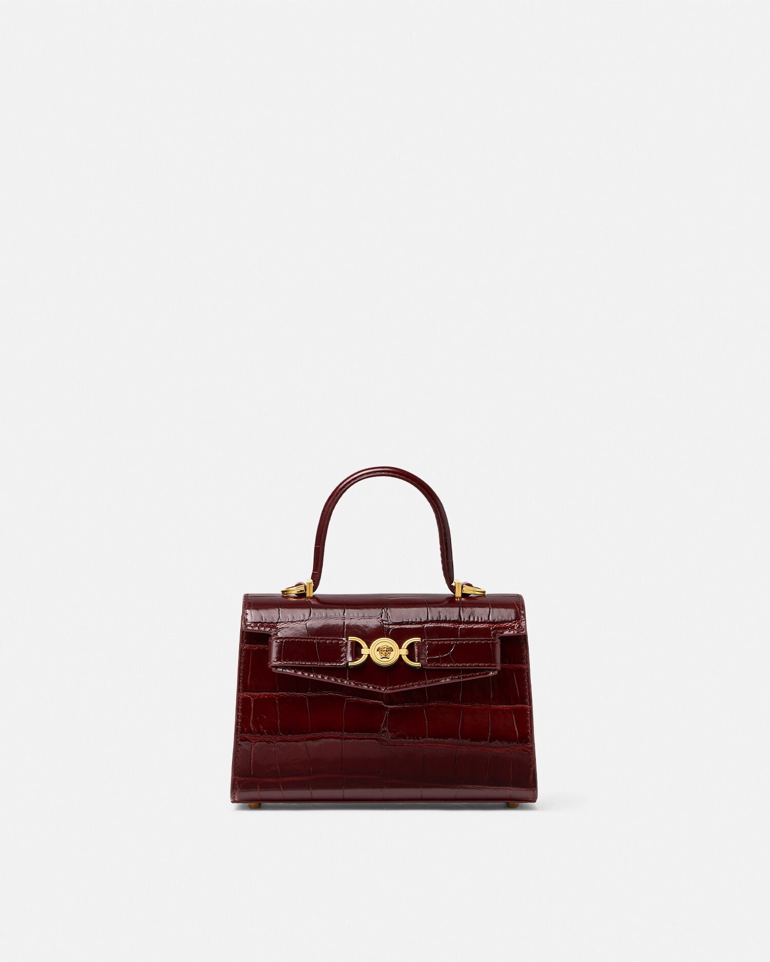 Medusa '95 Small Croc-Effect Top-Handle Burgundy | VERSACE US