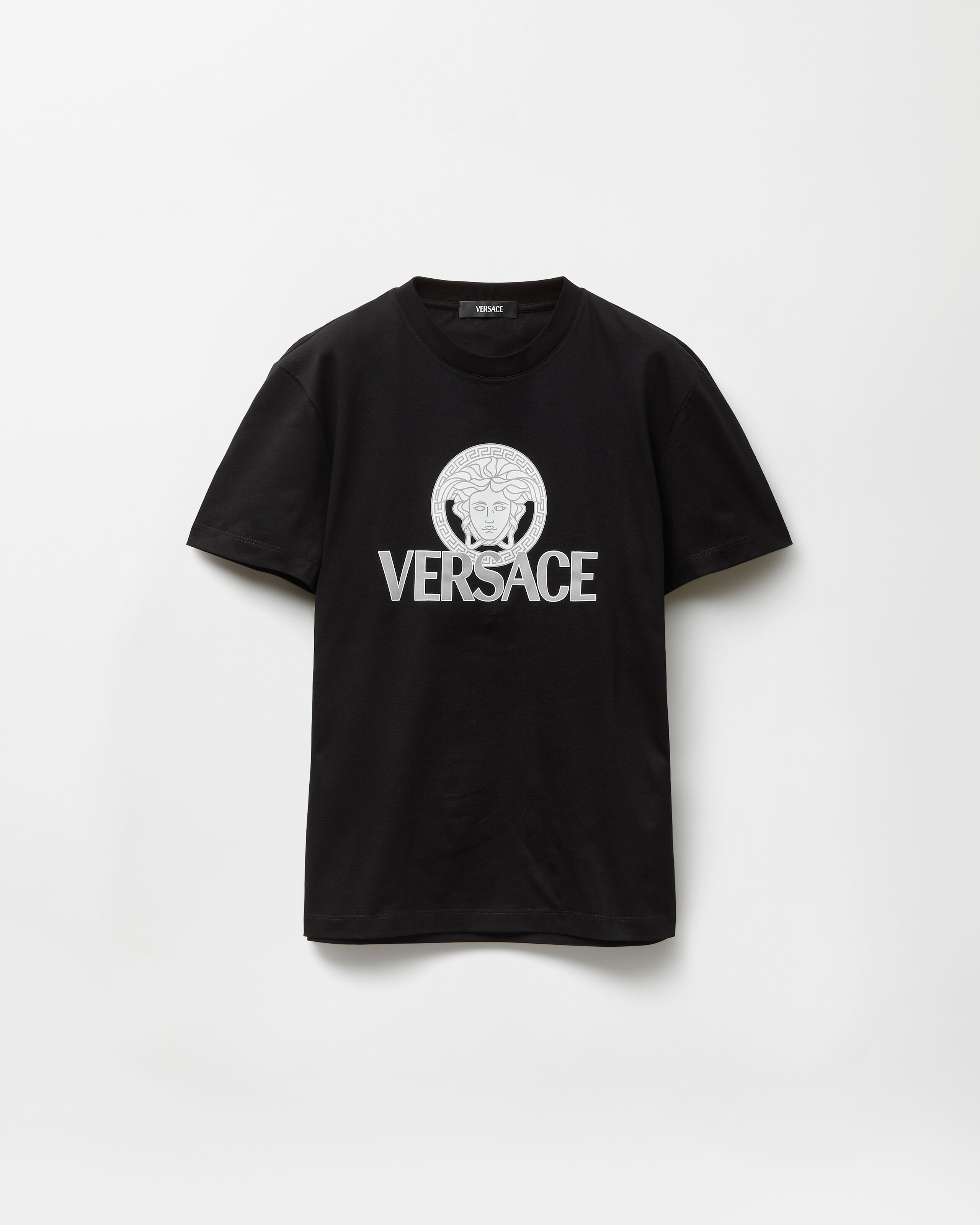 トップス gianni versace Y Printed Cotton-Jersey T-Shirt Black | VERSACE ZA