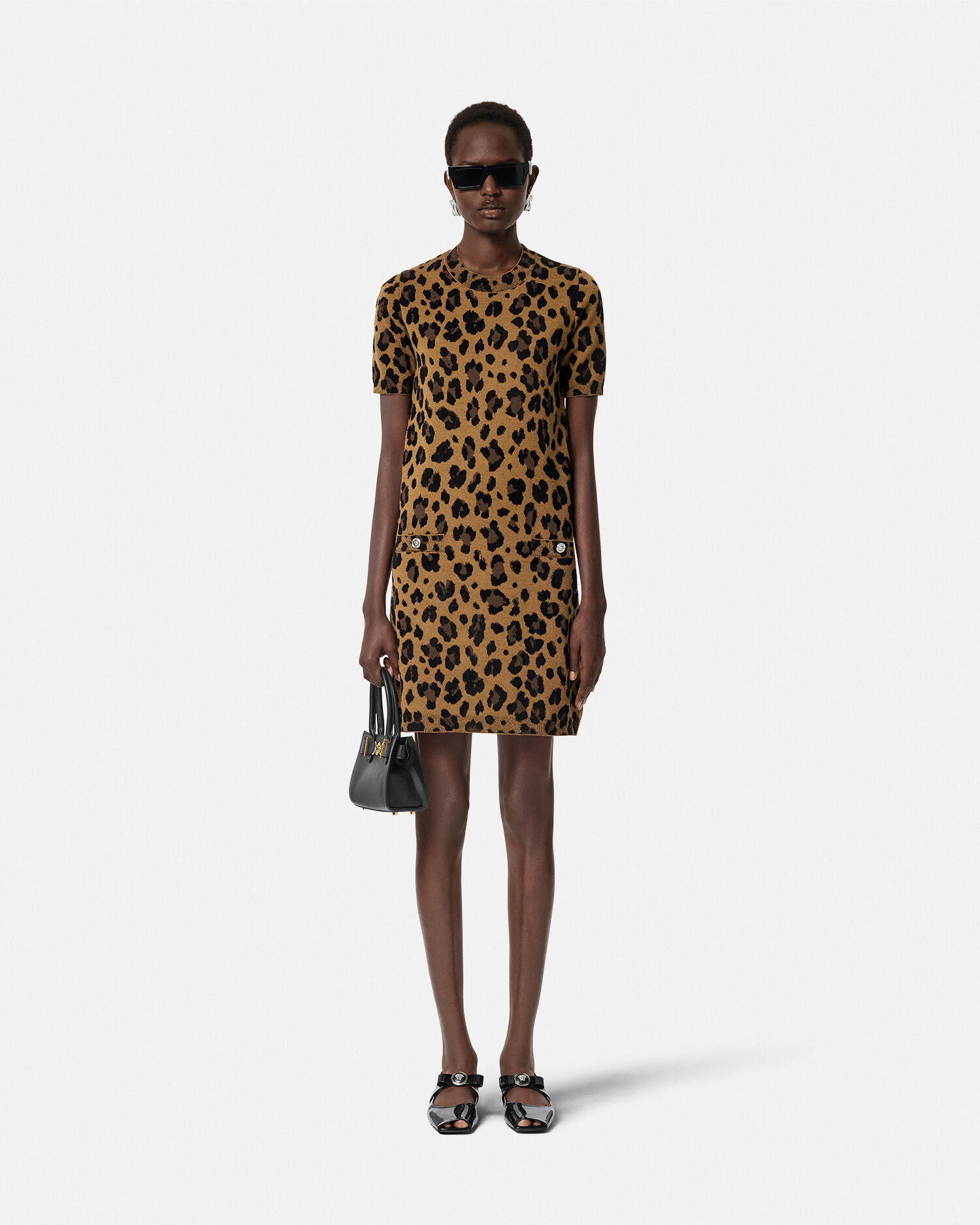 Leopard Jacquard Knit T Shirt Dress