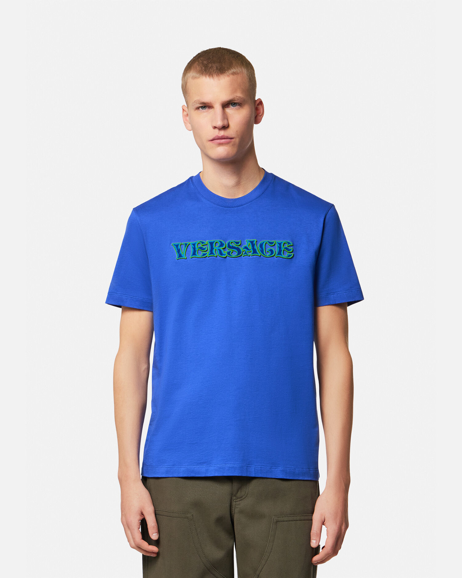 Versace blue t hotsell shirt