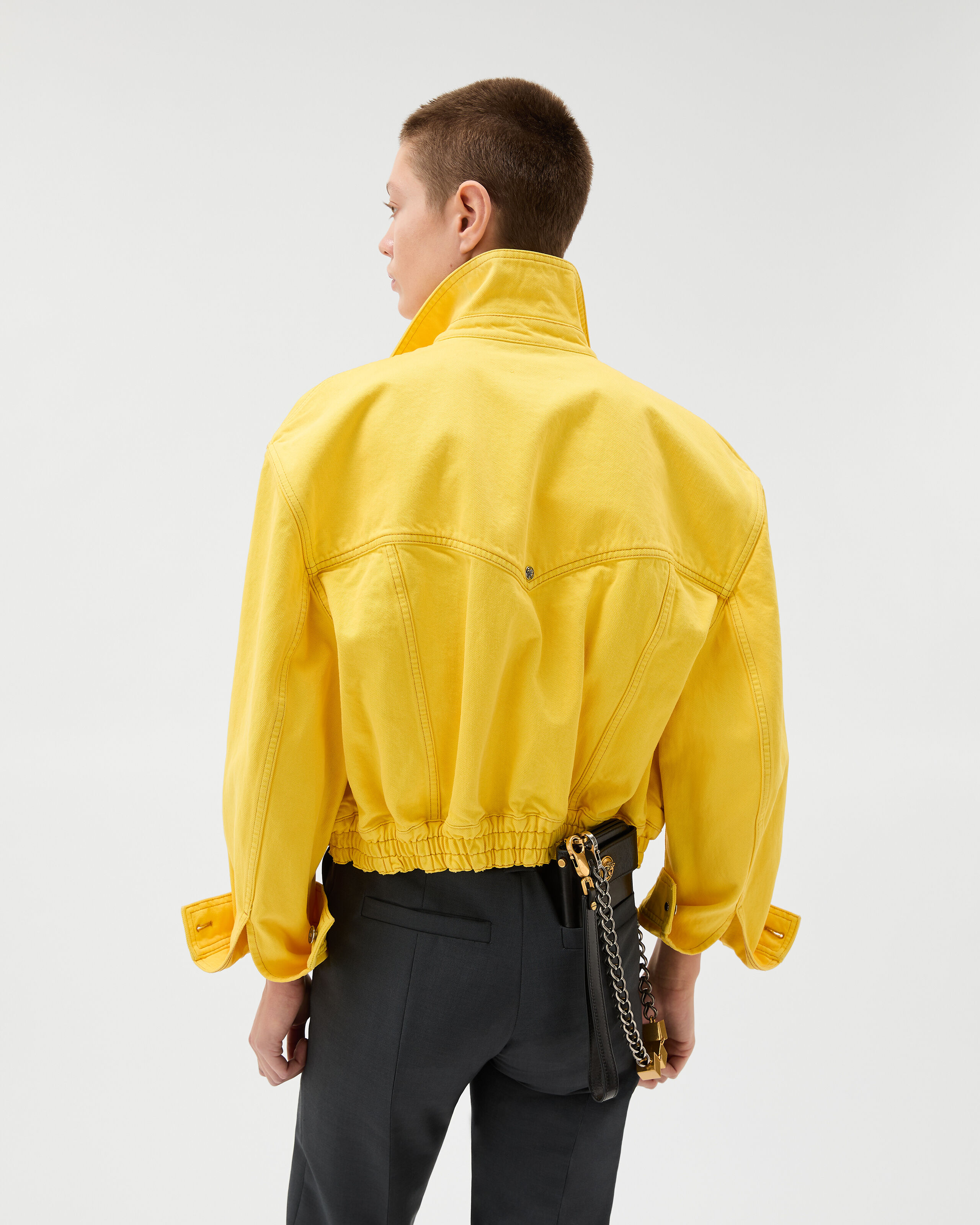 Oversized Denim Blouson Yellow | VERSACE US