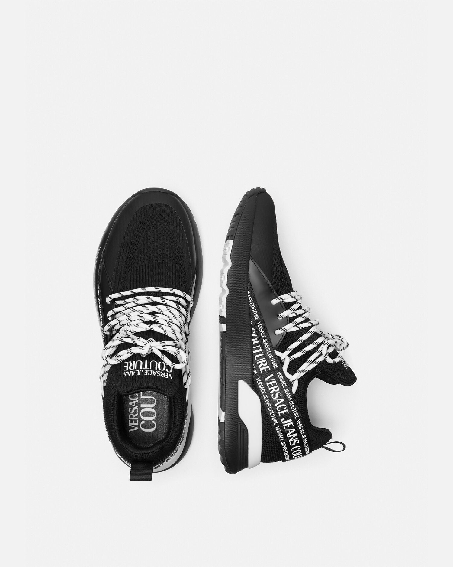 Versace jeans logo trainers black sale