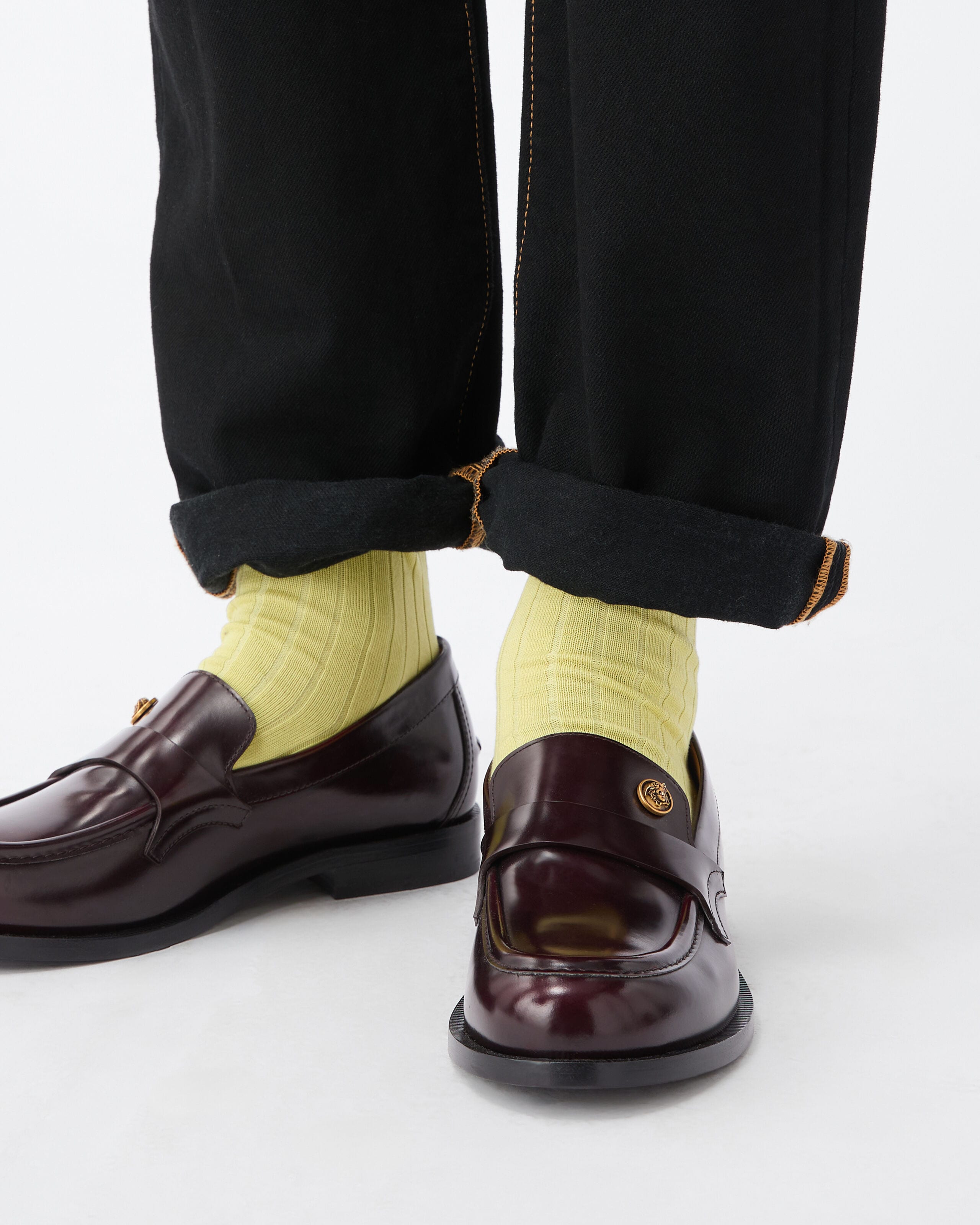 Manu Leather Loafers Brown | VERSACE US