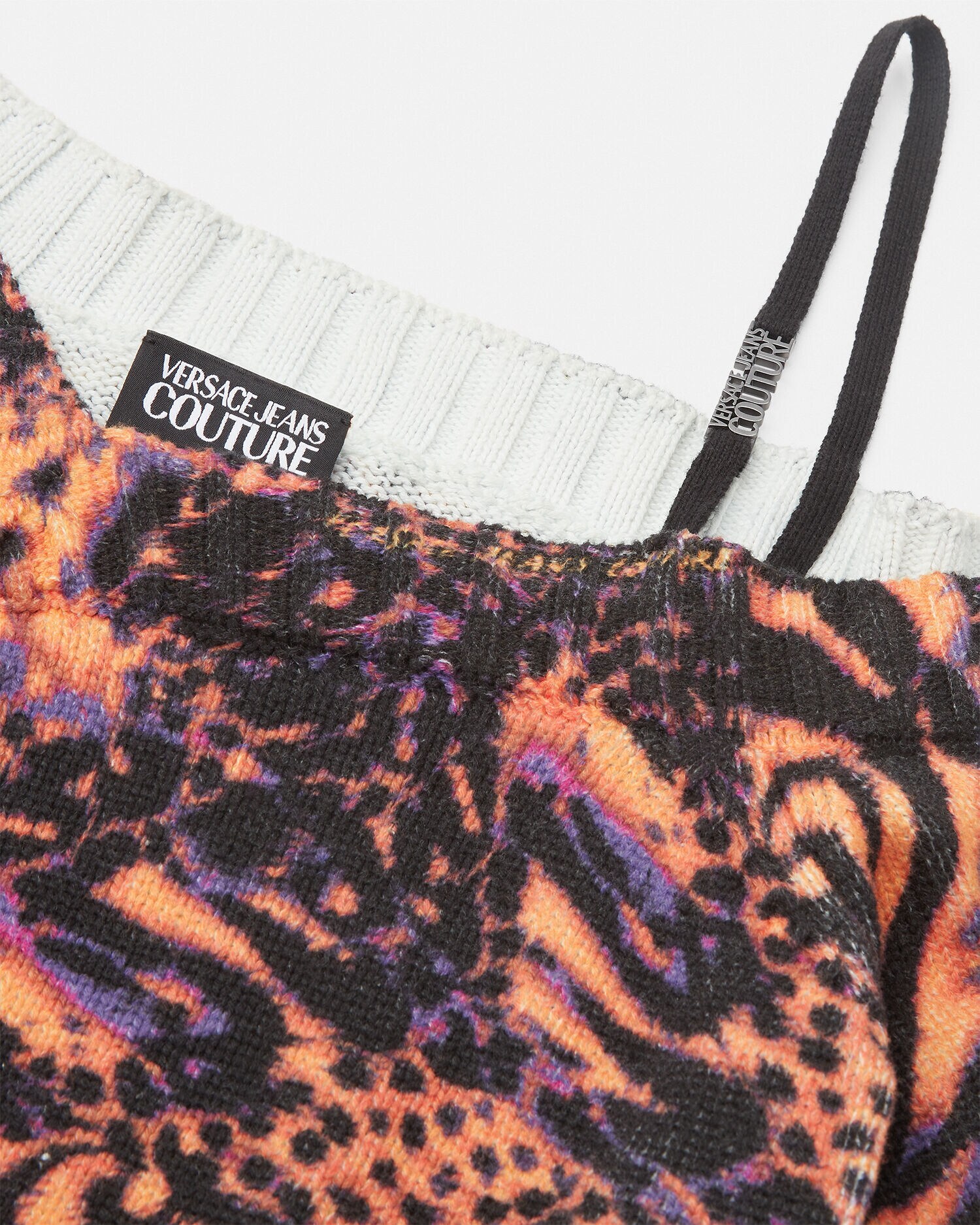 Animalier Knit Crop Top Orange | VERSACE