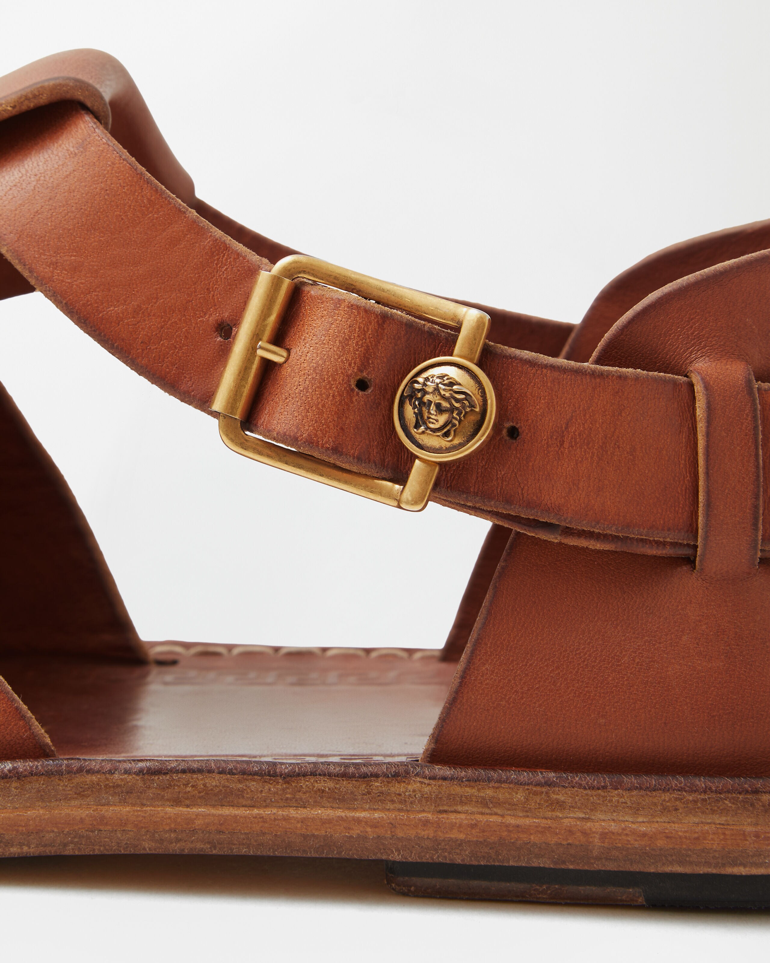 Souvenir Leather Sandals Brown | VERSACE