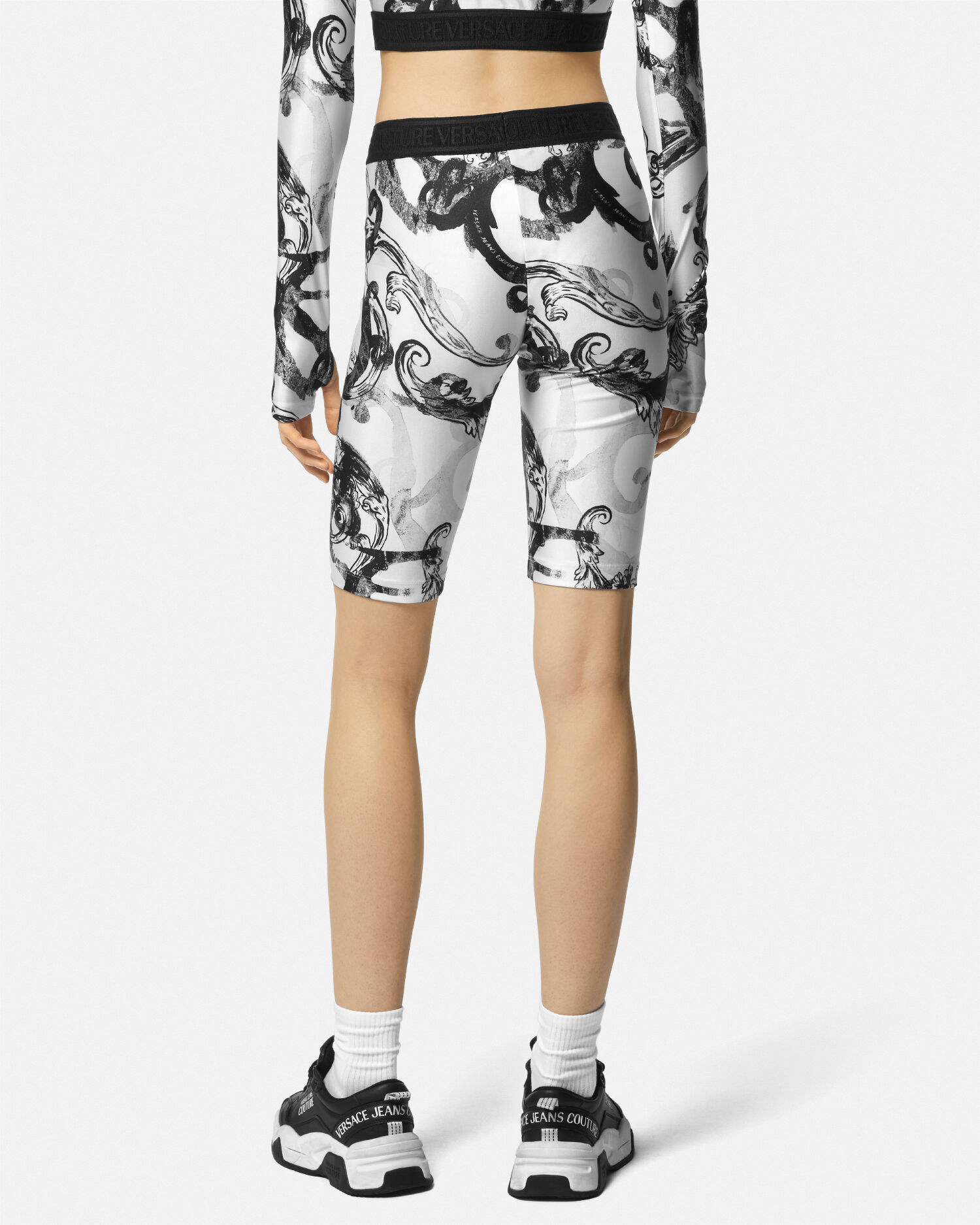 White biker shorts in store top