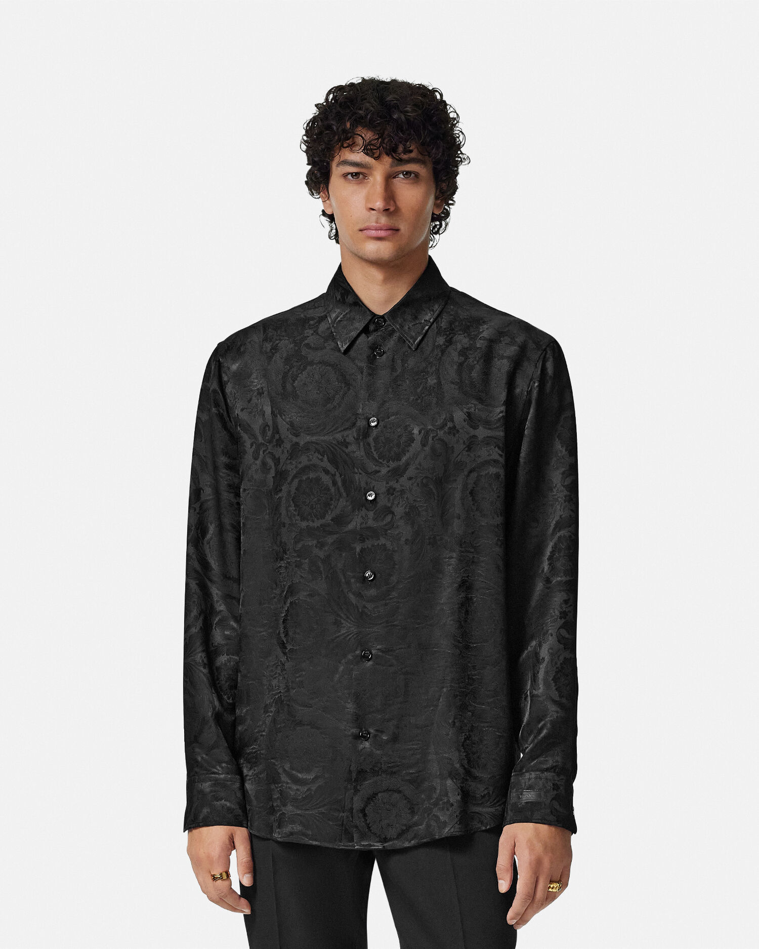 Jacquard Silk-Blend Regular Shirt | VERSACE US