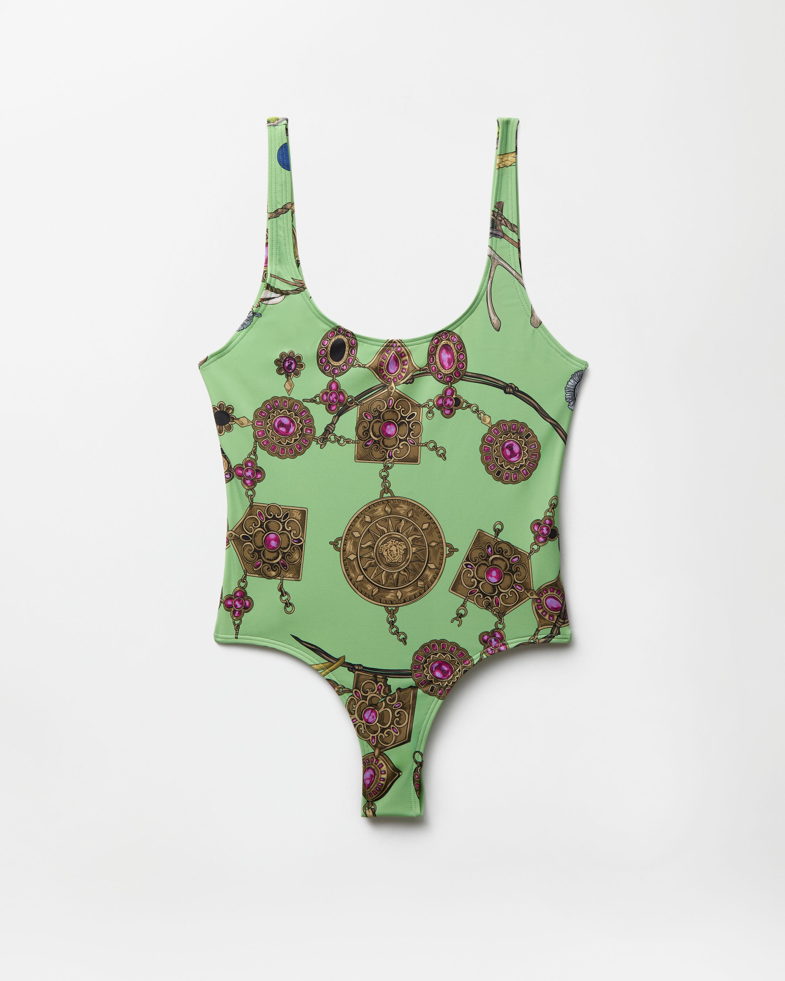 Printed One-Piece Swimsuit Green | VERSACE