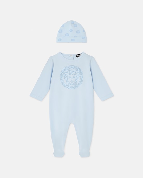Baby Printed Cotton-Jersey Sleepsuit Set  Light Blue 1