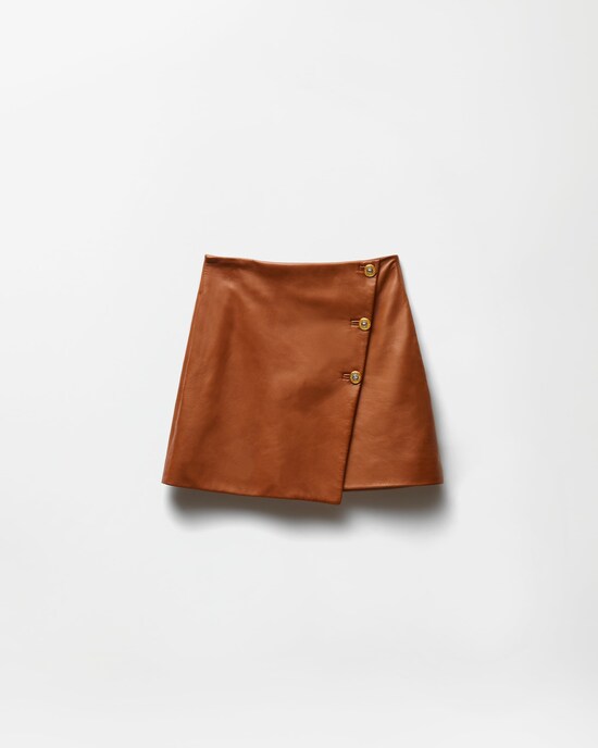 Nappa Plong&eacute; Mini Skirt Brown 1