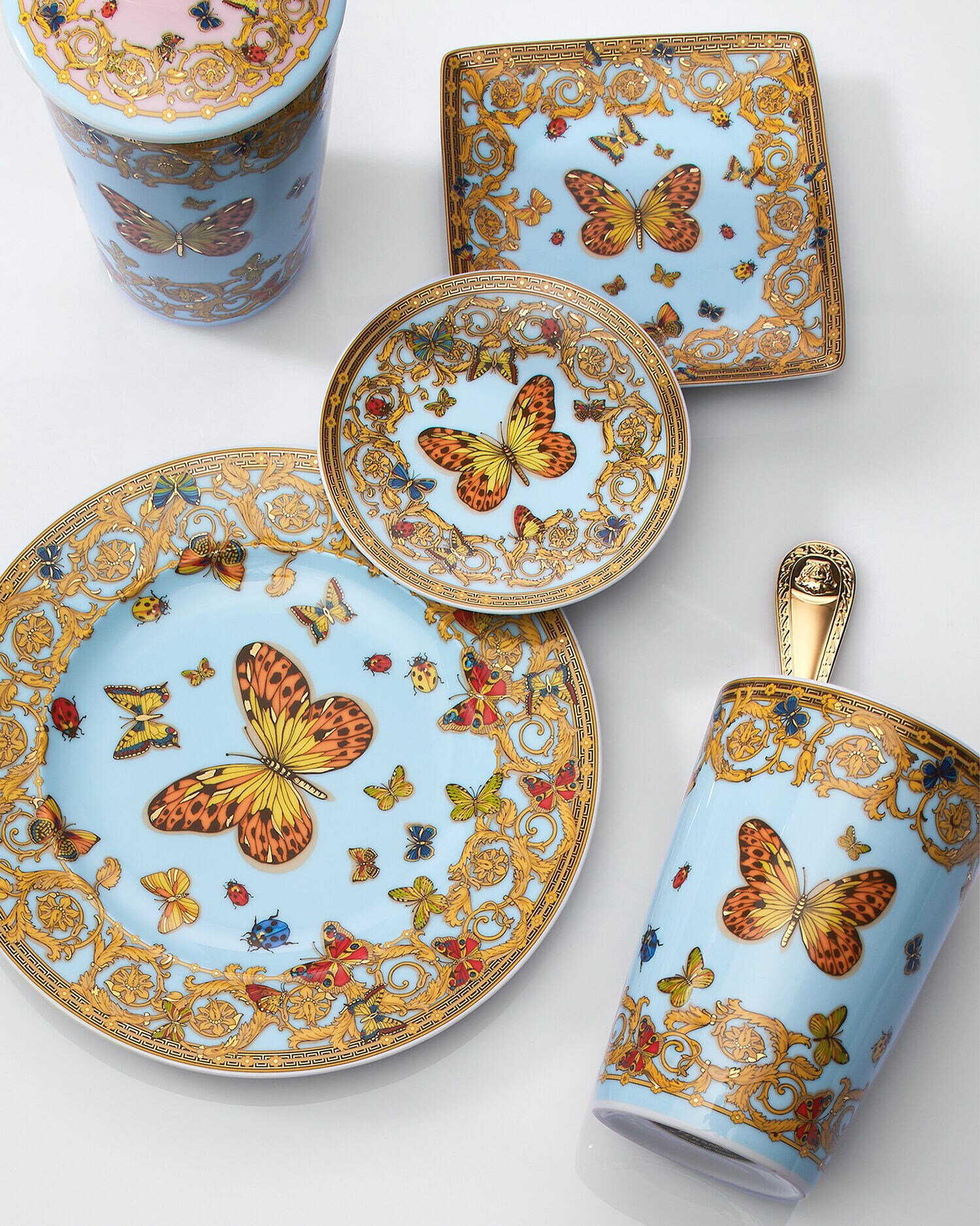 Le Jardin Small Square Plate 12 cm Print | VERSACE US