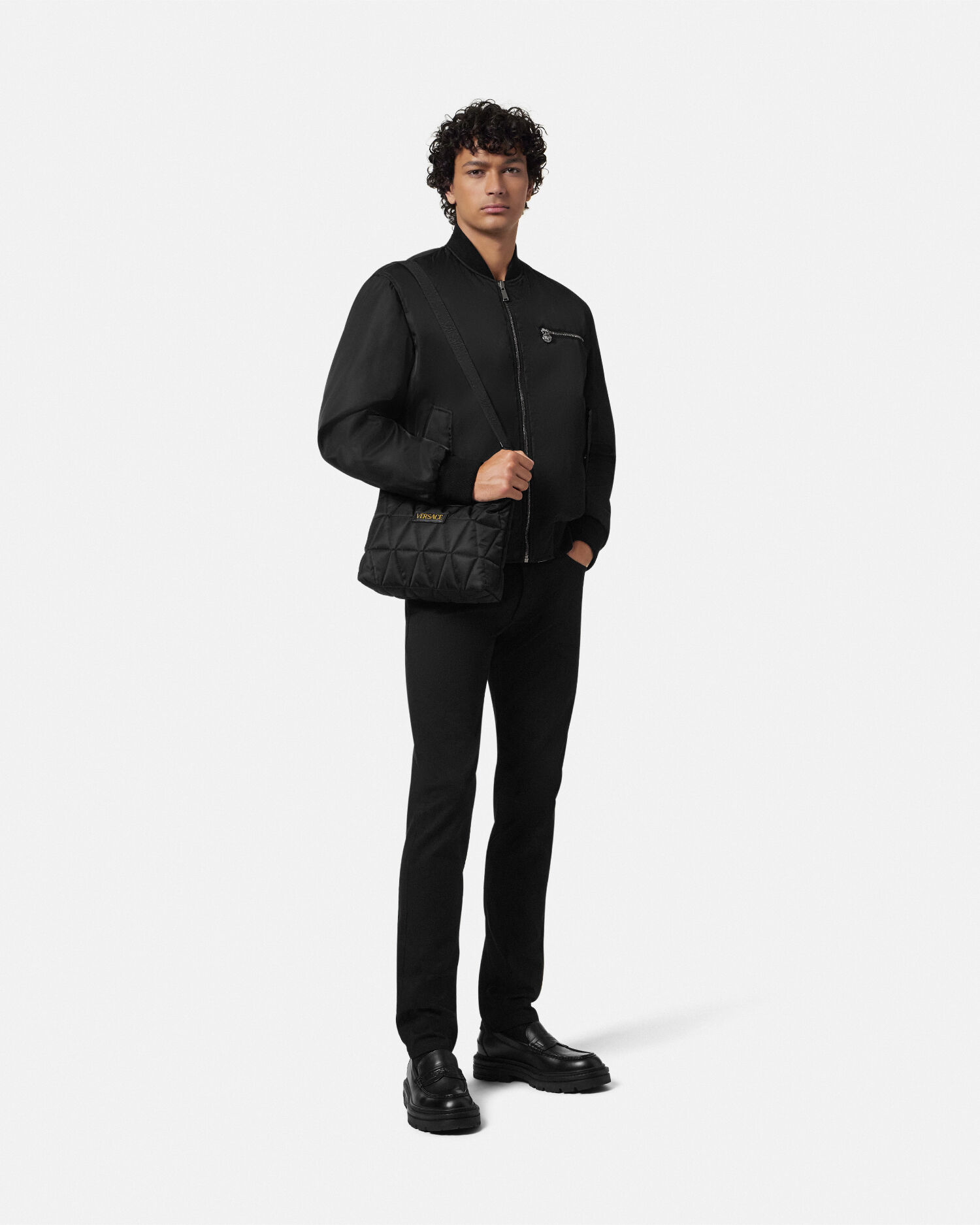 Versace Myth Quilted Hobo Messenger Bag Black Gold VERSACE UK