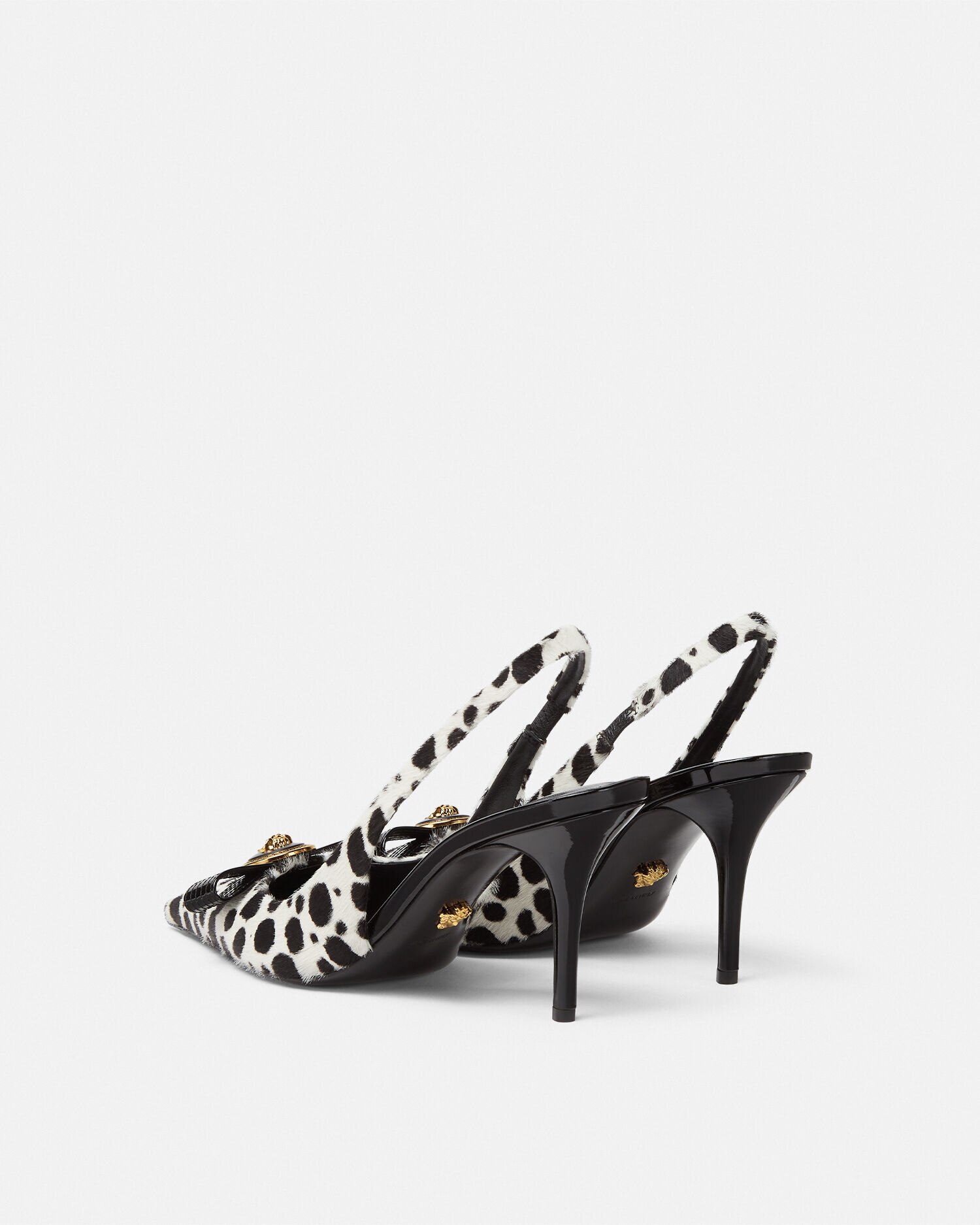 Dalmatian Gianni Ribbon Slingback Pumps 85 mm Black,White
