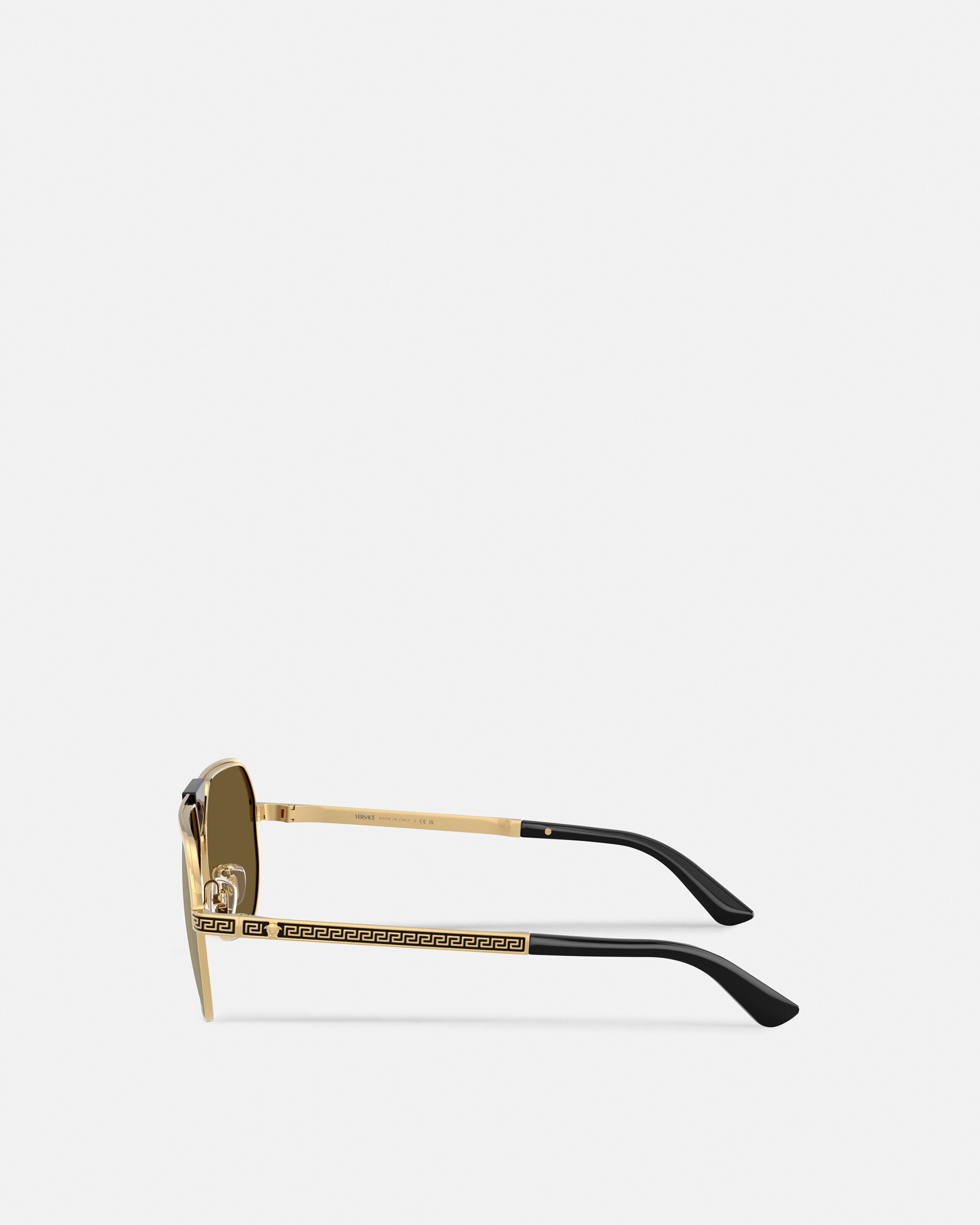 Greca Flow Navigator Sunglasses Gold | VERSACE US