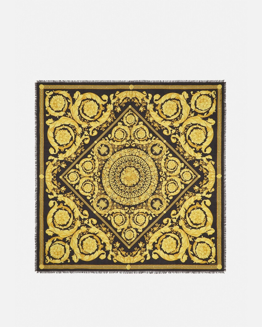 Versace Printed Cashmere-Blend Fringed Shawl 140 cm Print 1