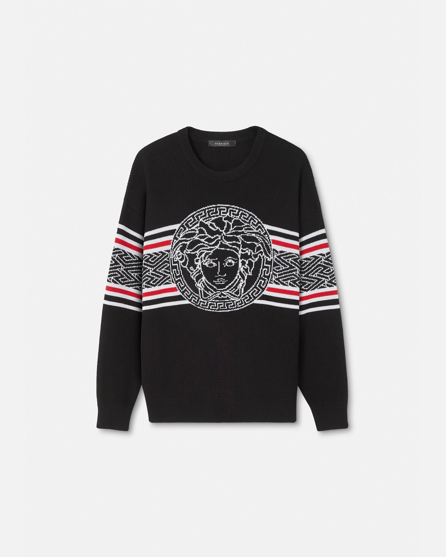 Versace Medusa Striped Jacquard Jumper for Men Online Store EU