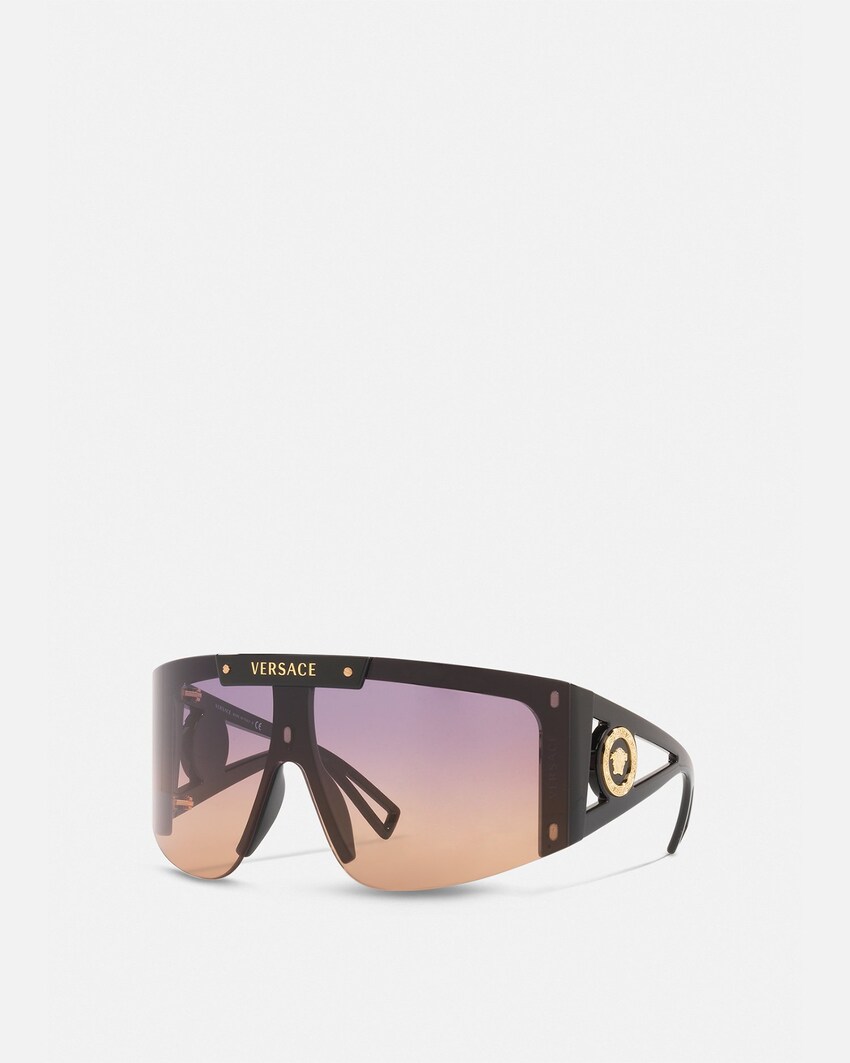 Medusa Icon Shield Sunglasses Black Versace US