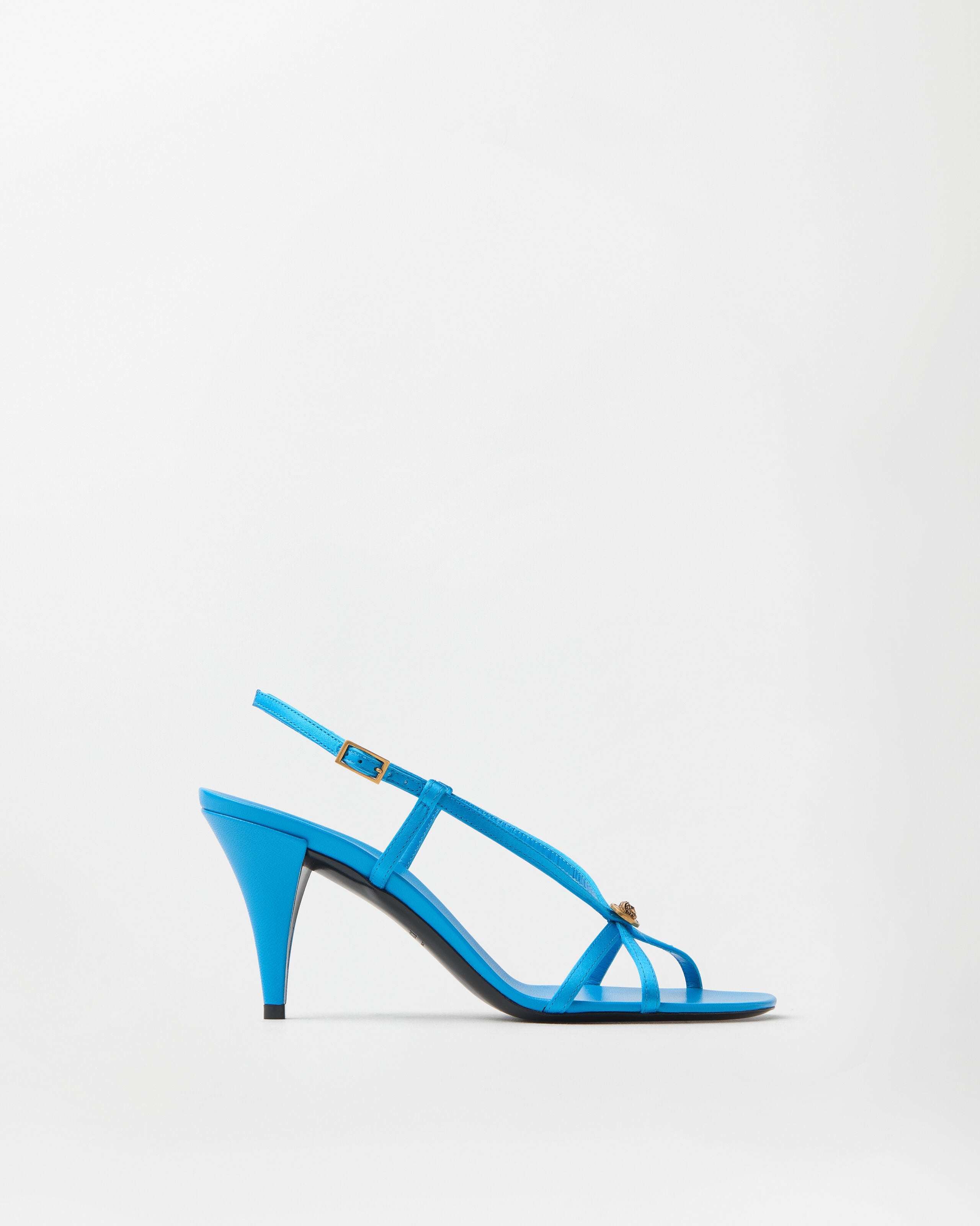 Valentina Satin Sandals 80 mm Blue | VERSACE US