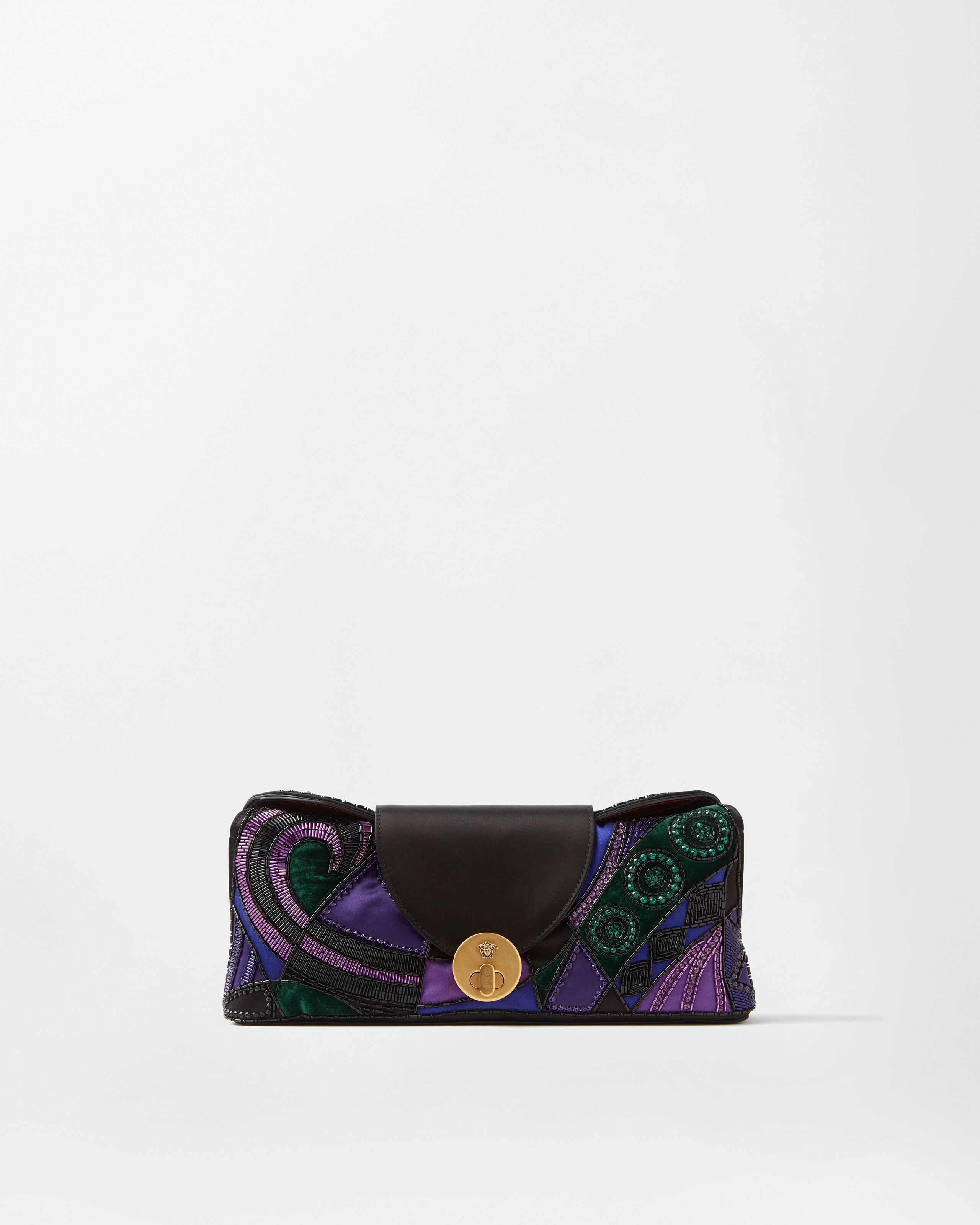 Versace vivian embroidered satin clutch