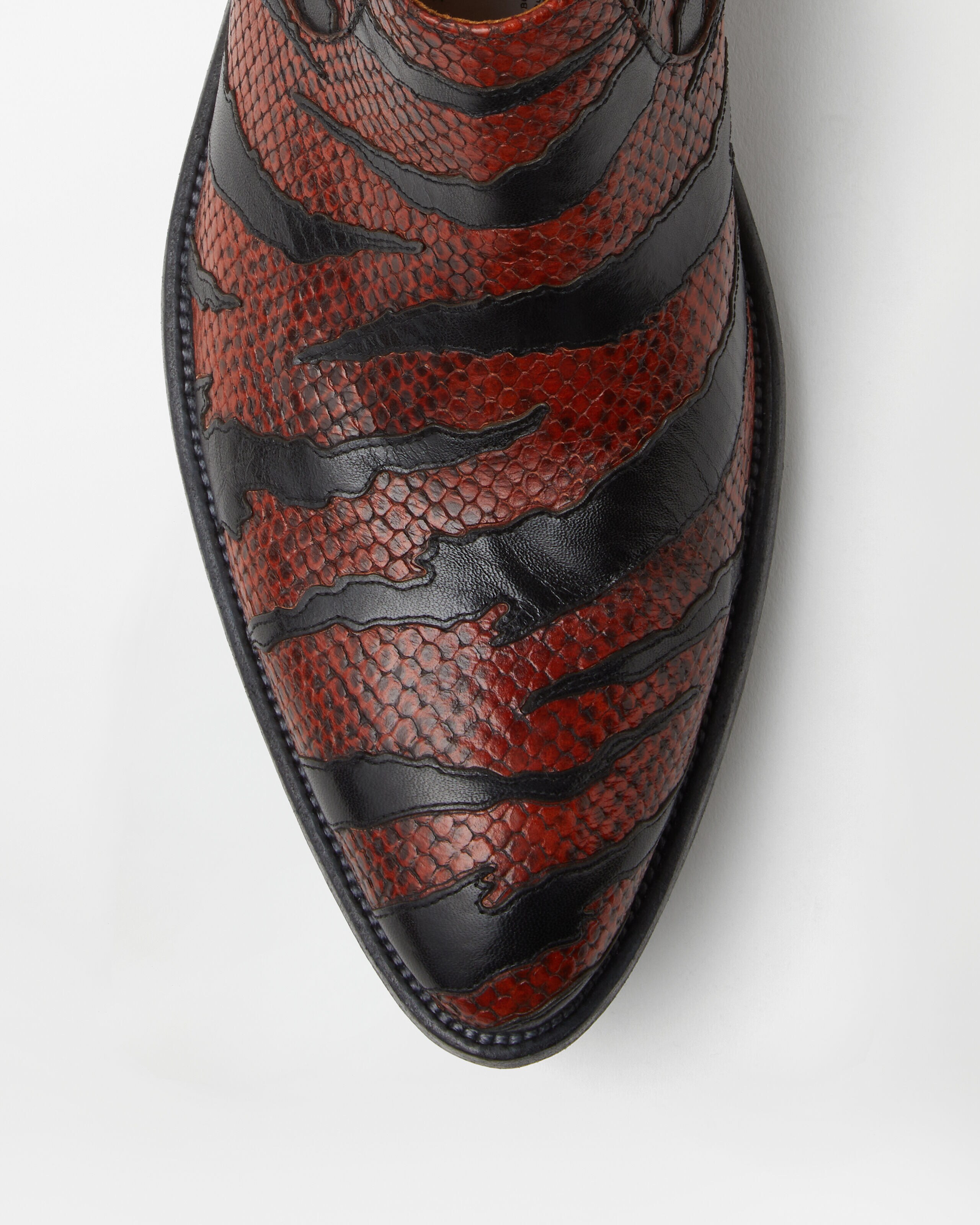 Tigre Python-Effect Leather Texan Boots Black,Brown | VERSACE US