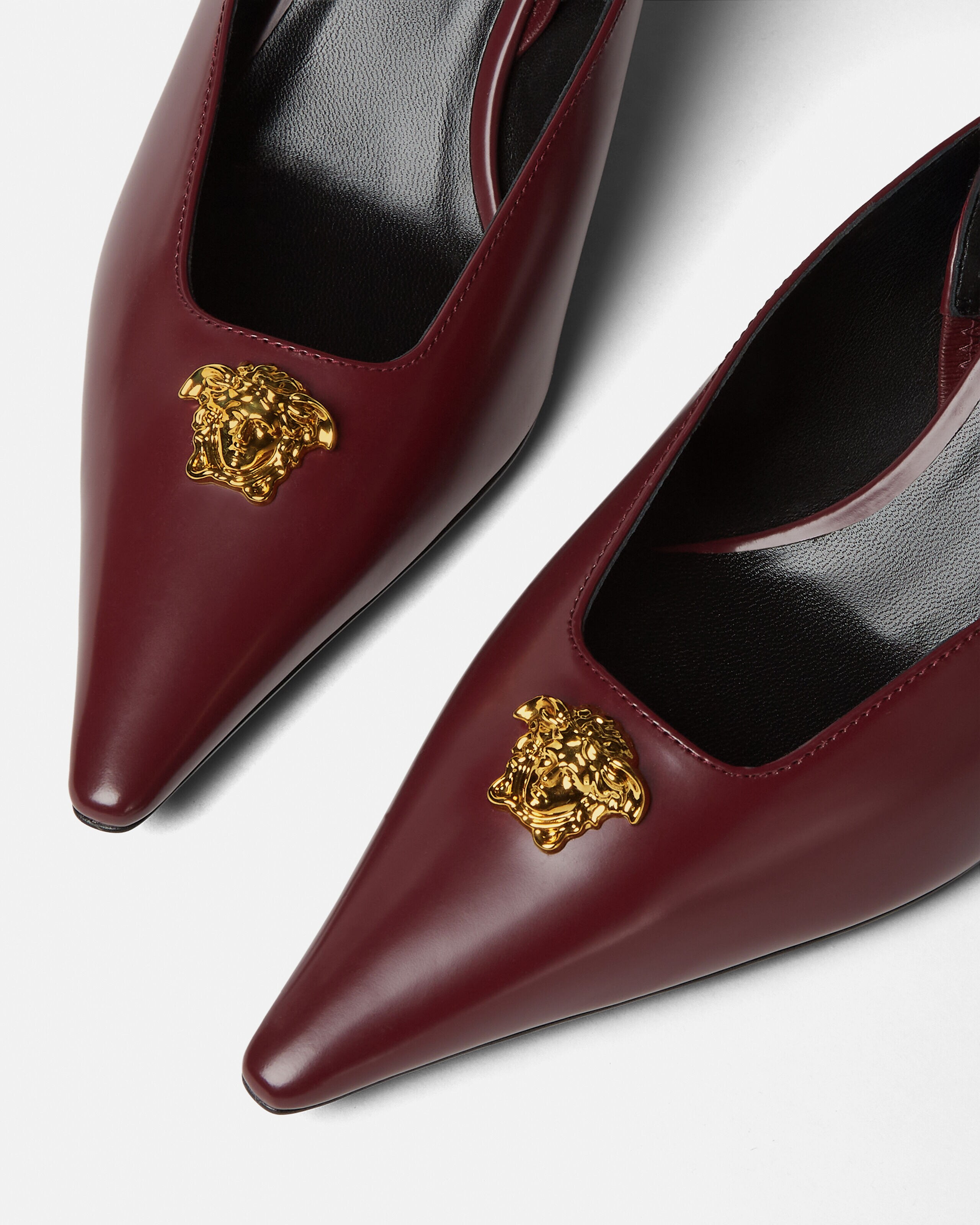 La Medusa Leather Slingbacks 55 mm Burgundy | VERSACE US