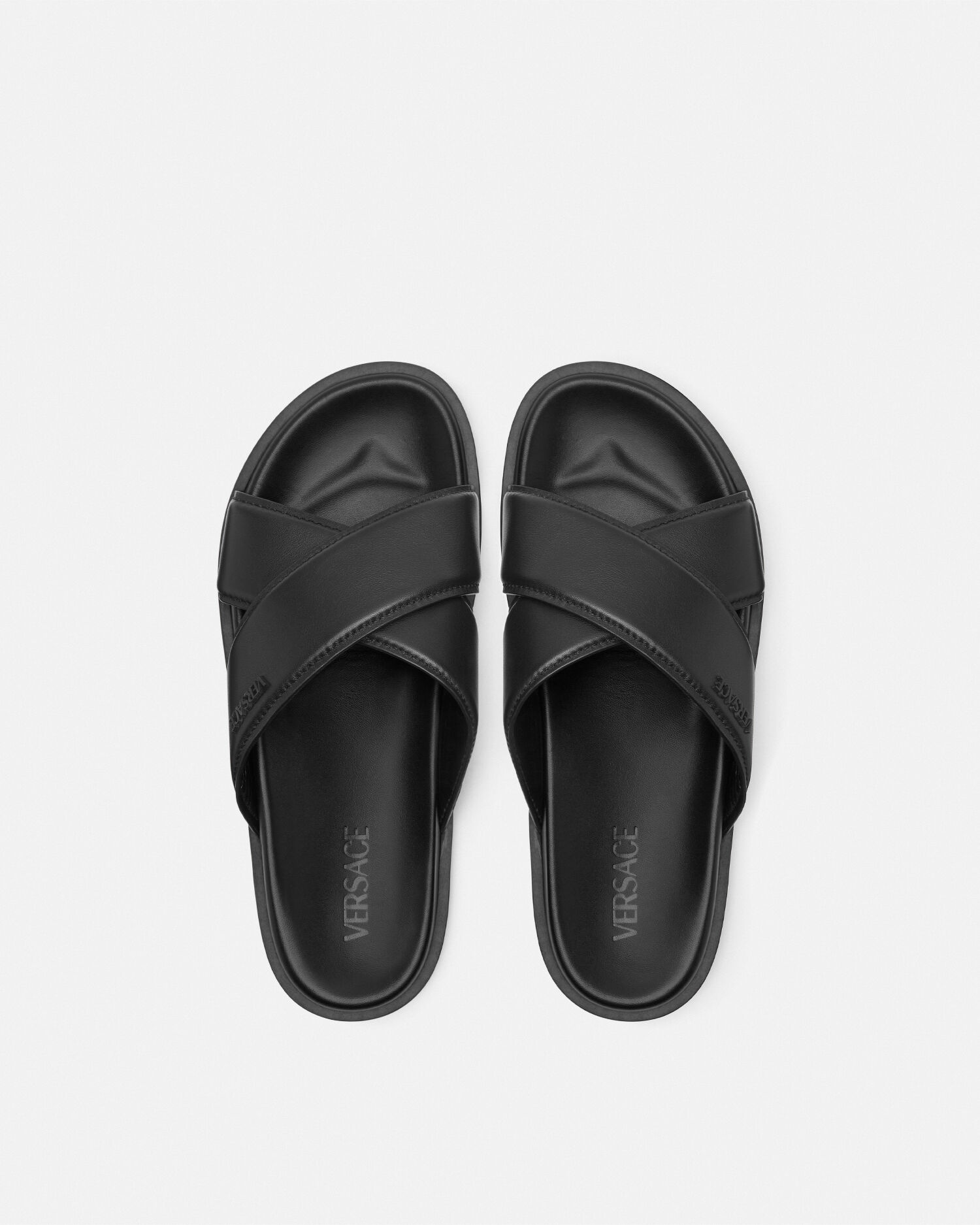 Leather Sandals Black | VERSACE US