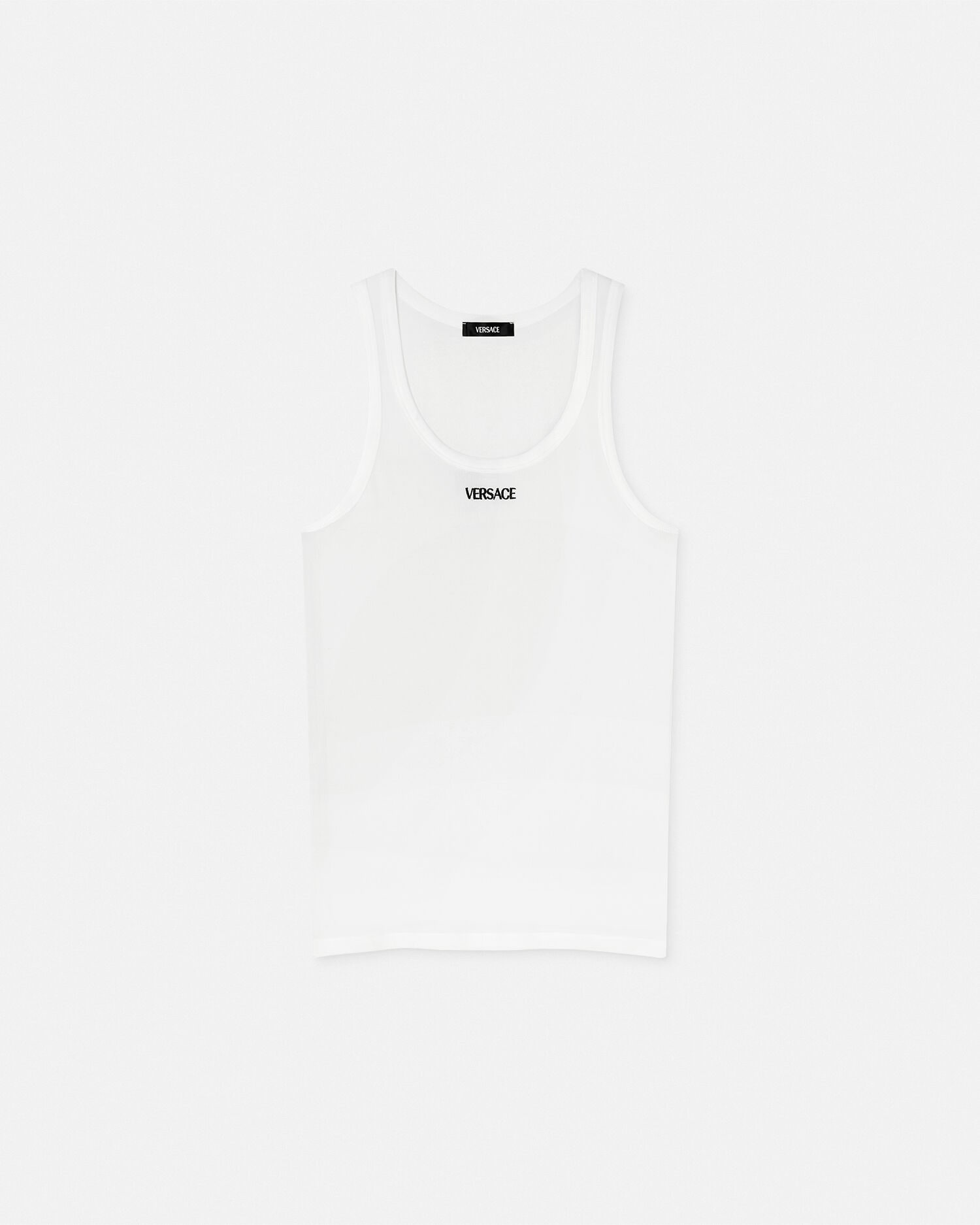 Cotton Ribbed Tank Top Black | VERSACE US