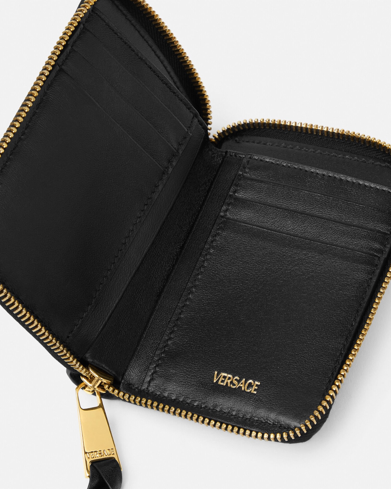 Versace Tag Nappa Wallet Black,Gold | VERSACE US