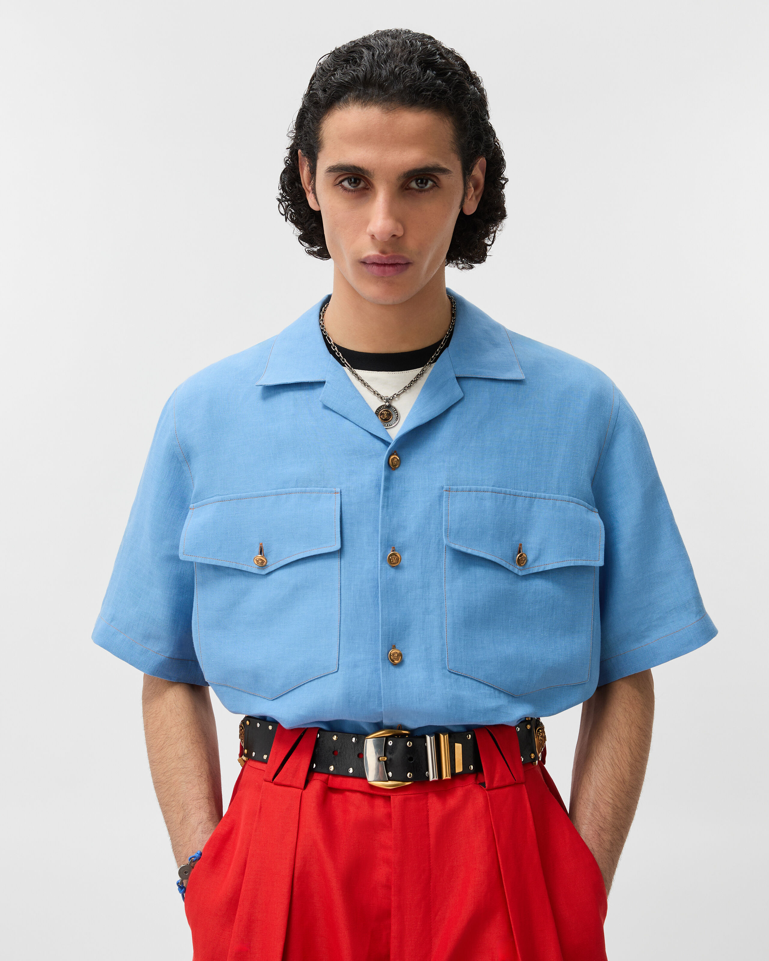 Linen Shirt Blue | VERSACE