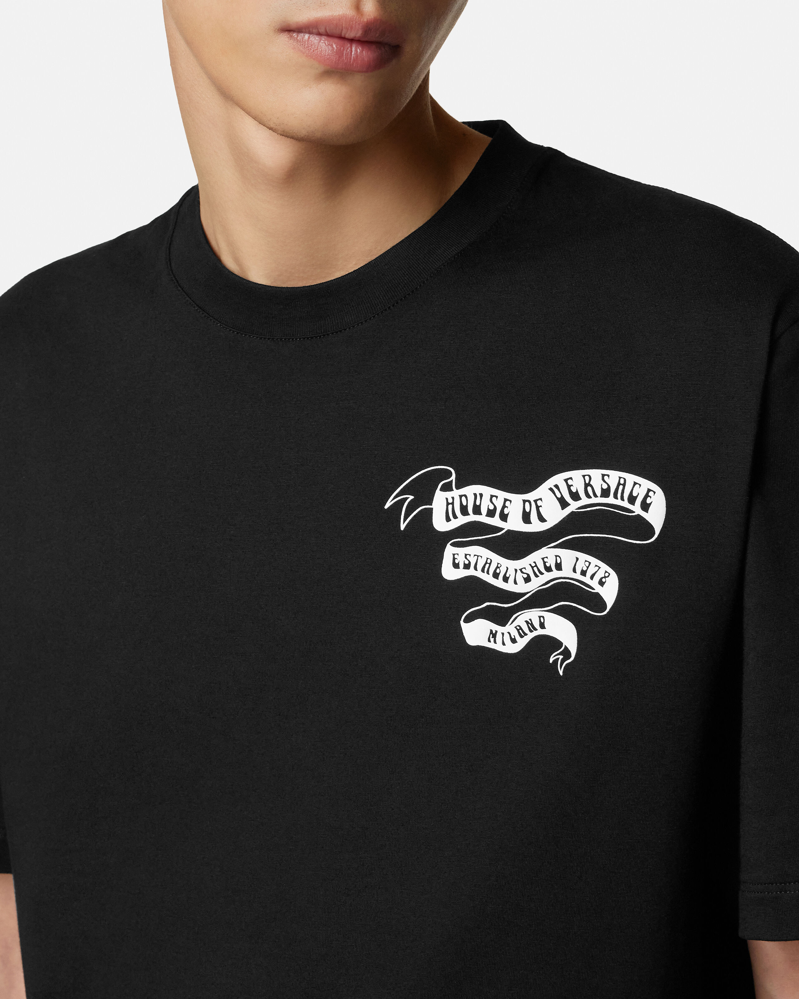 Printed Cotton-Jersey Regular T-Shirt | VERSACE
