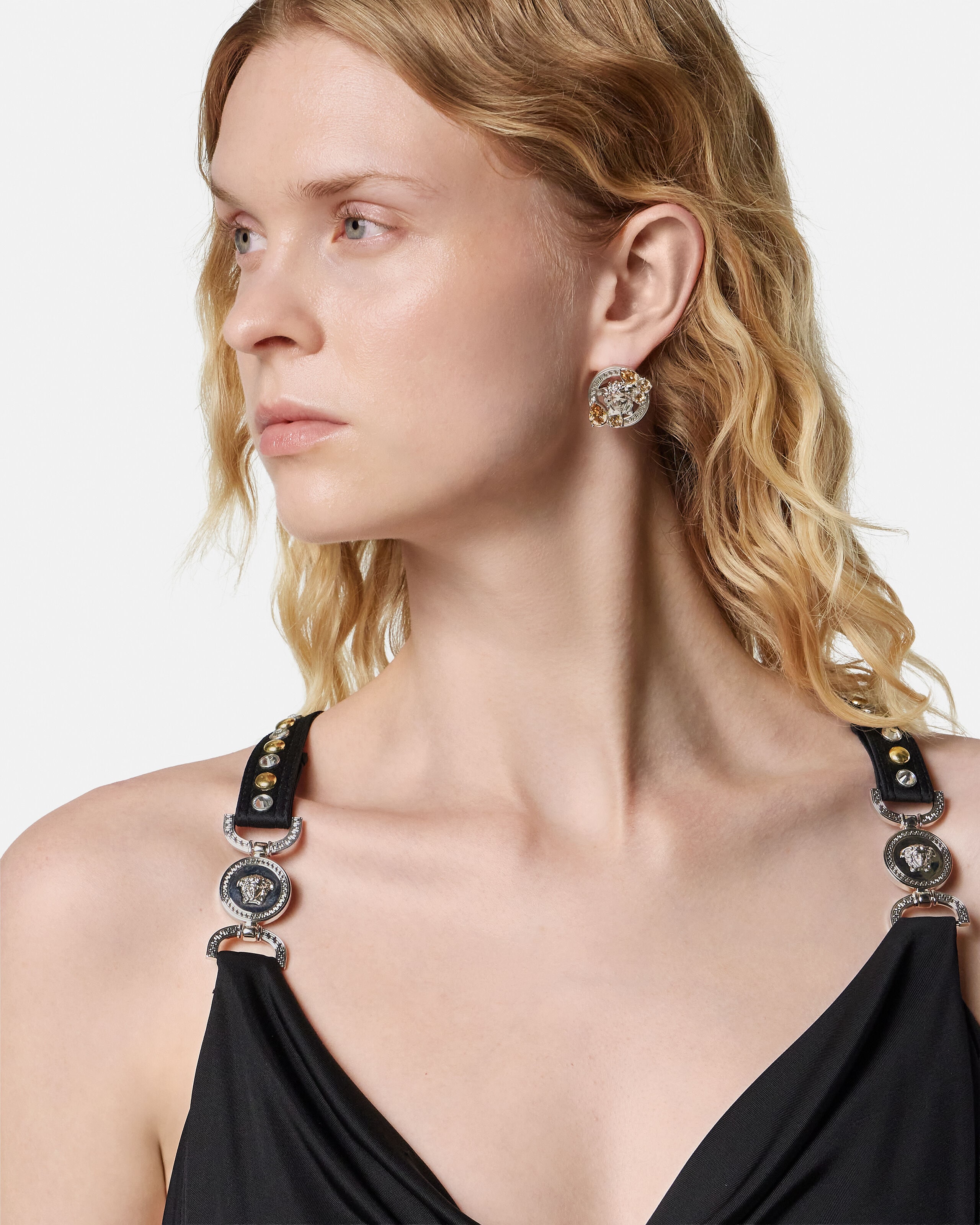 Medusa '95 Crystal Earrings Silver | VERSACE US