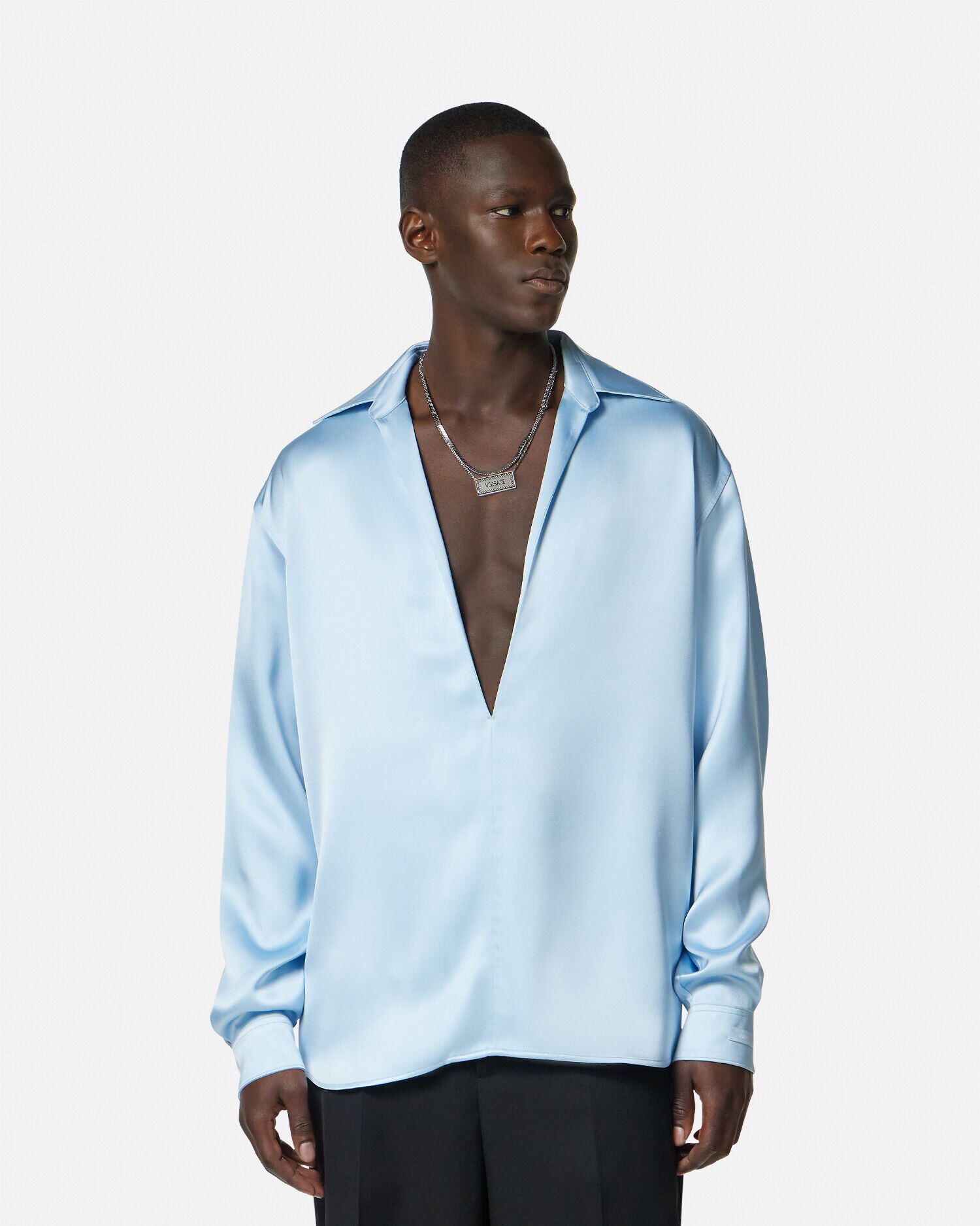 Camicia raso sales azzurra