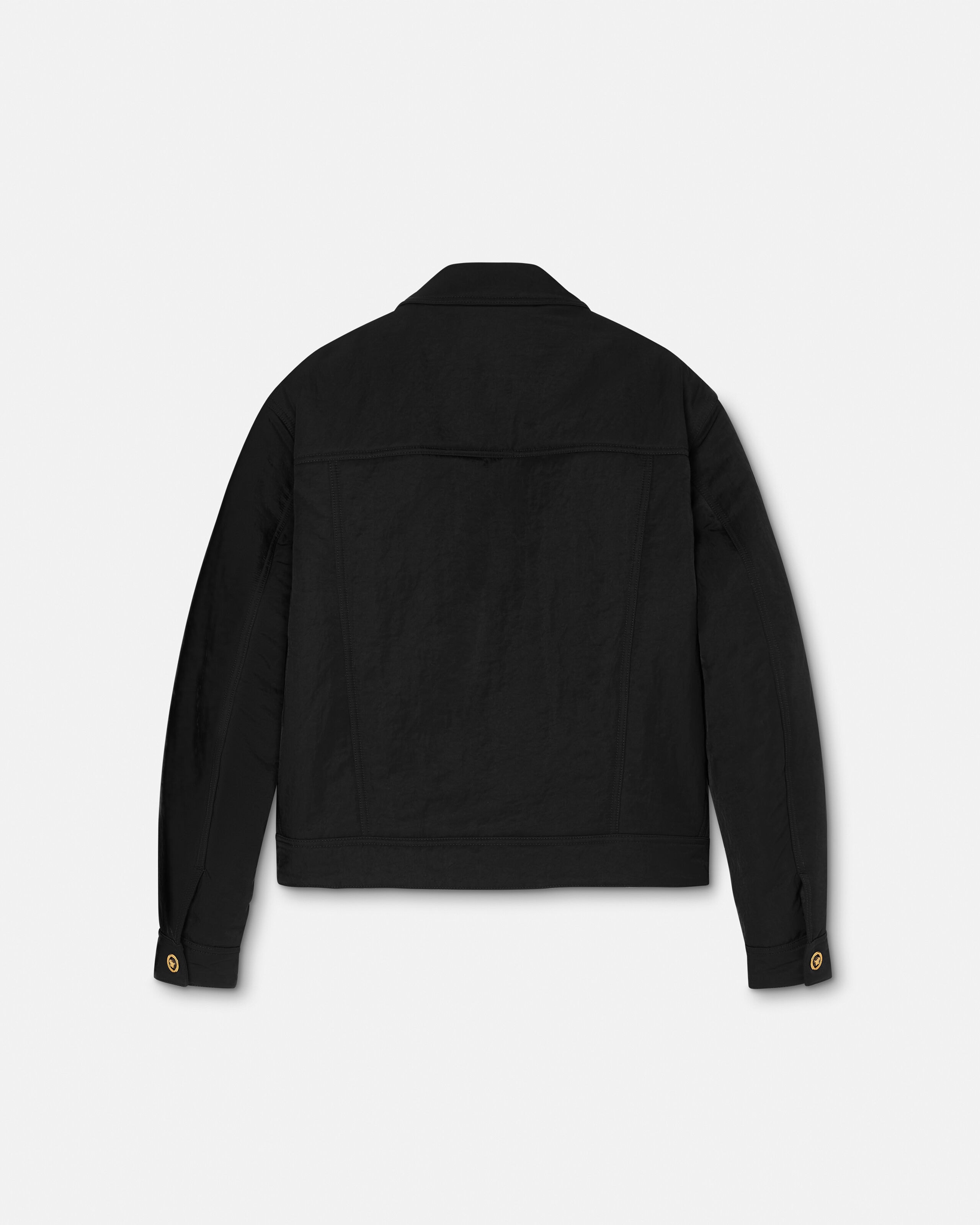 Crushed Nylon Satin Padded Jacket Black | VERSACE US