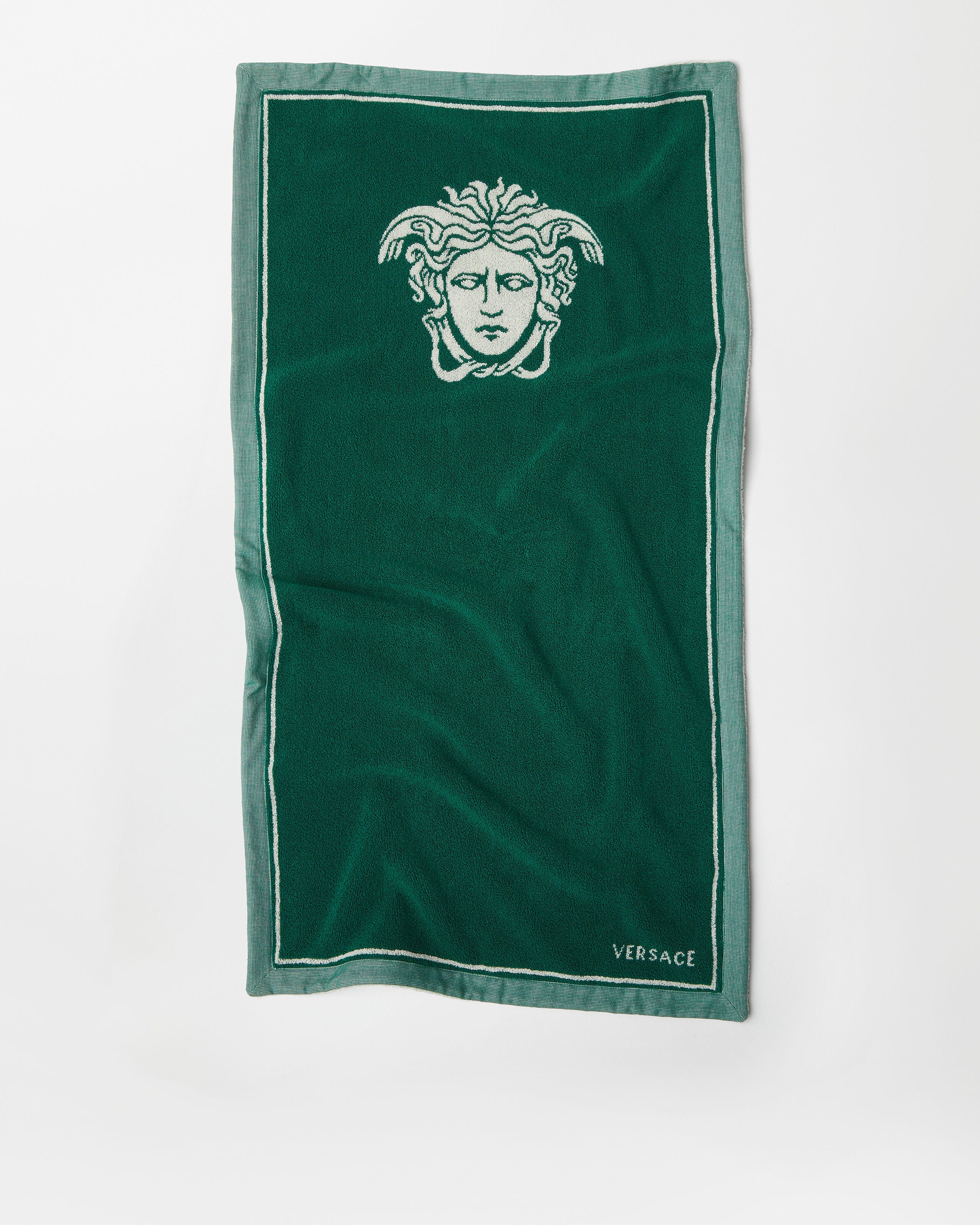 Cotton-Terry Jacquard Bath Towel Green | VERSACE
