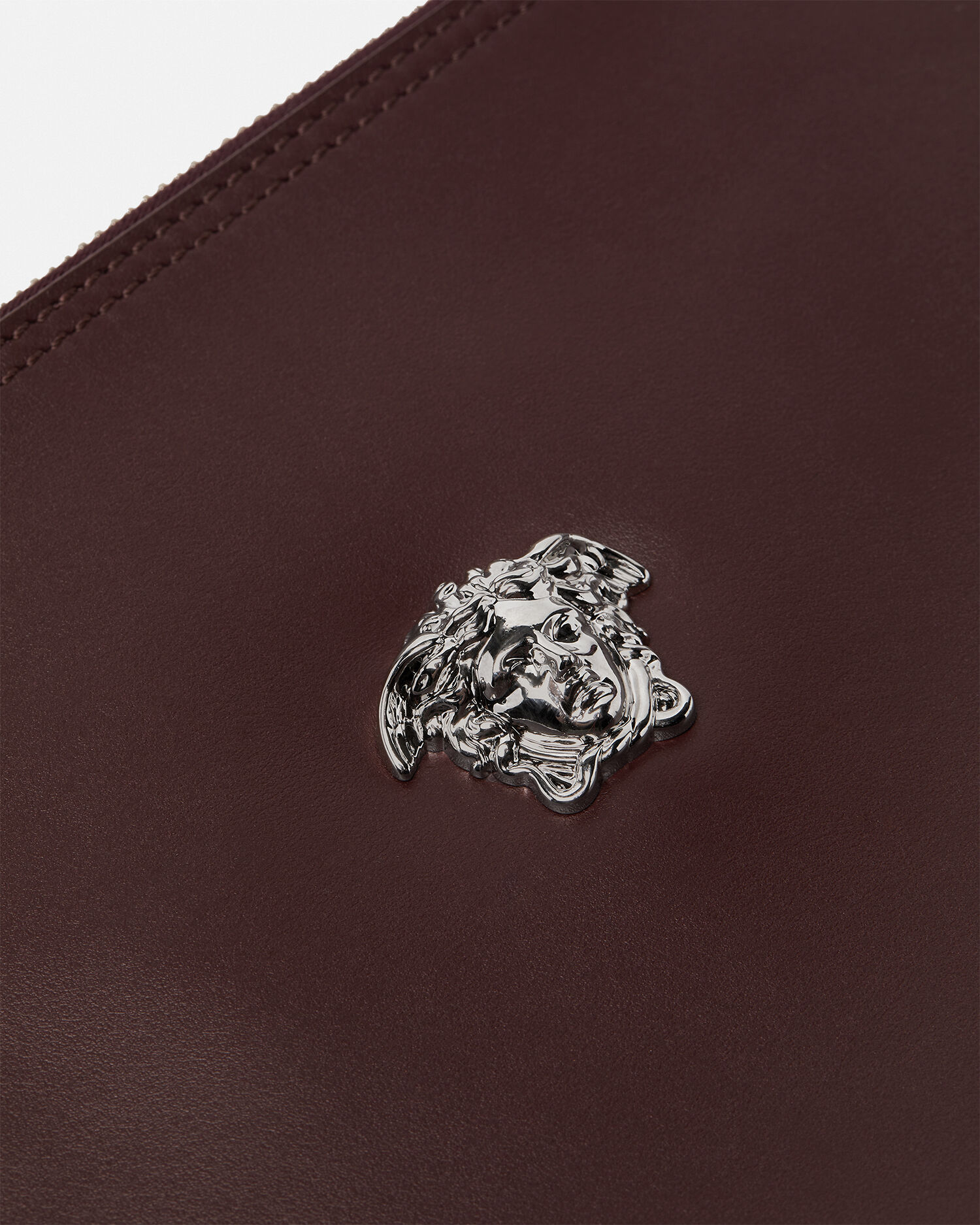 La Medusa Leather Pouch Burgundy | VERSACE US