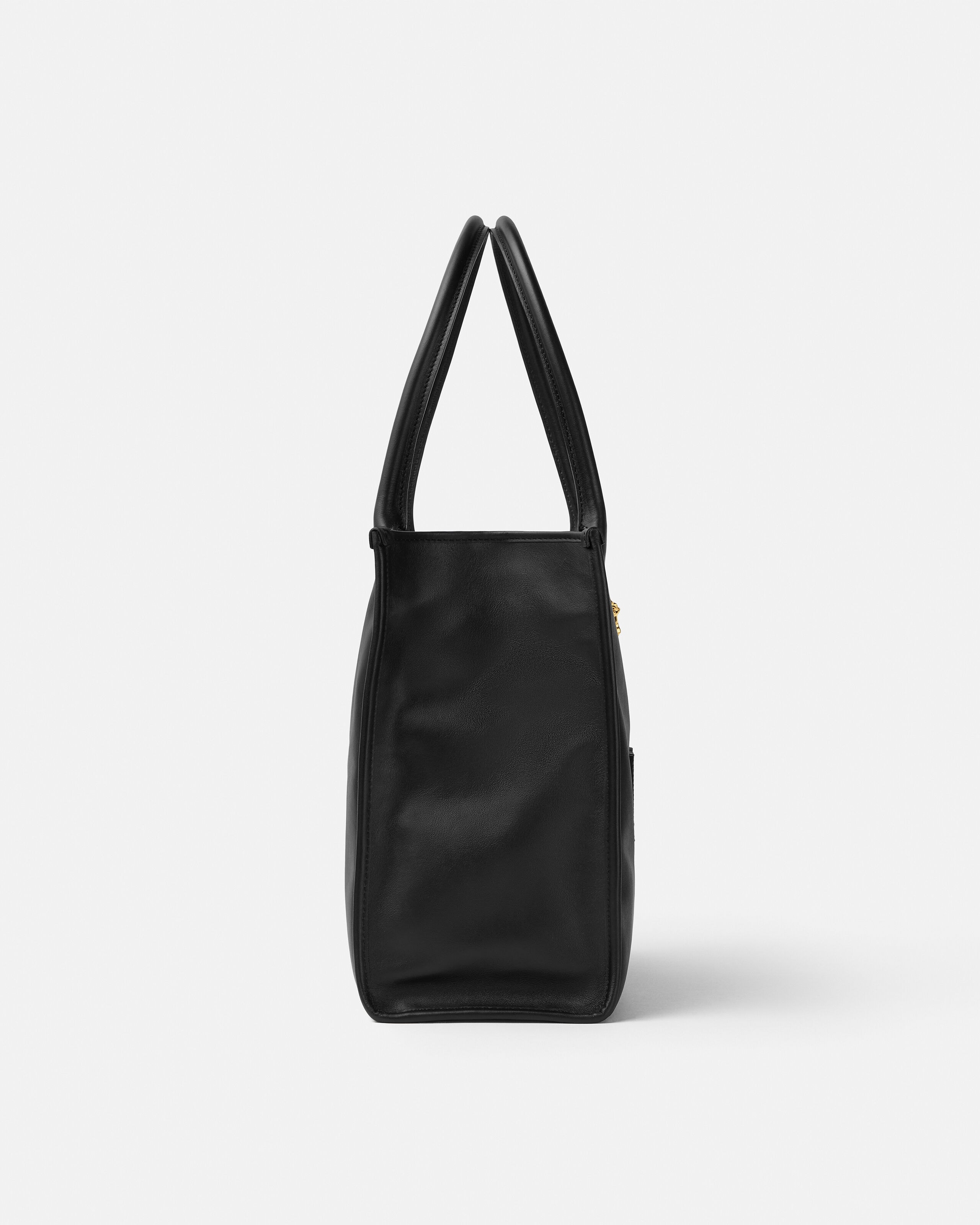 La Medusa Large Leather Tote Black,Gold | VERSACE US