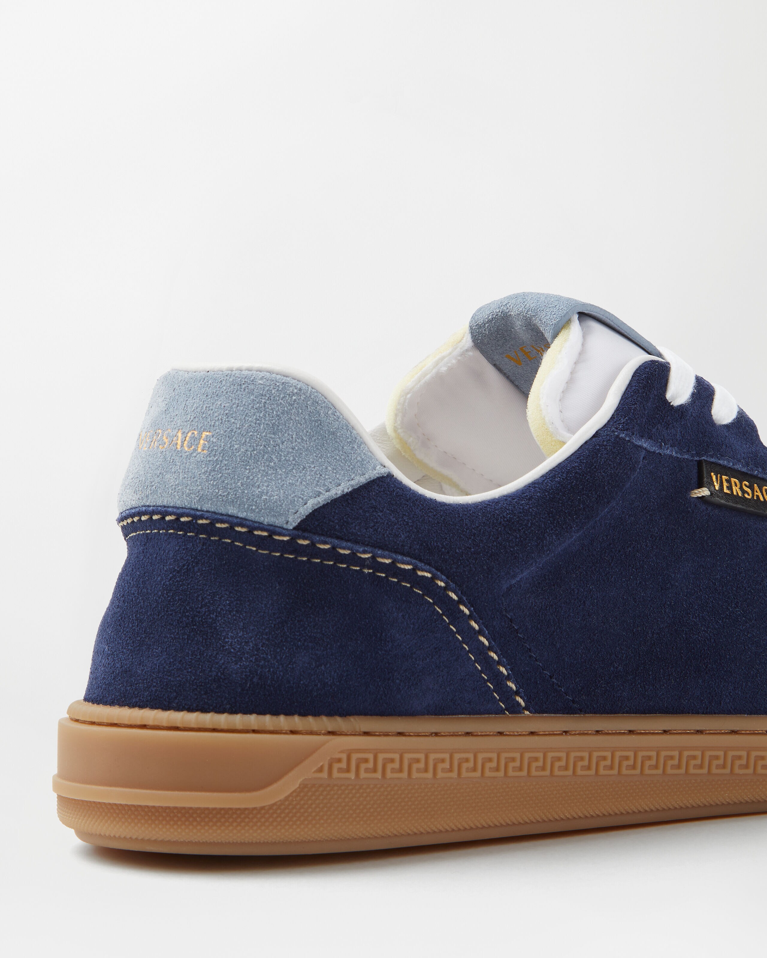 Greca Court Suede Sneakers Blue | VERSACE US