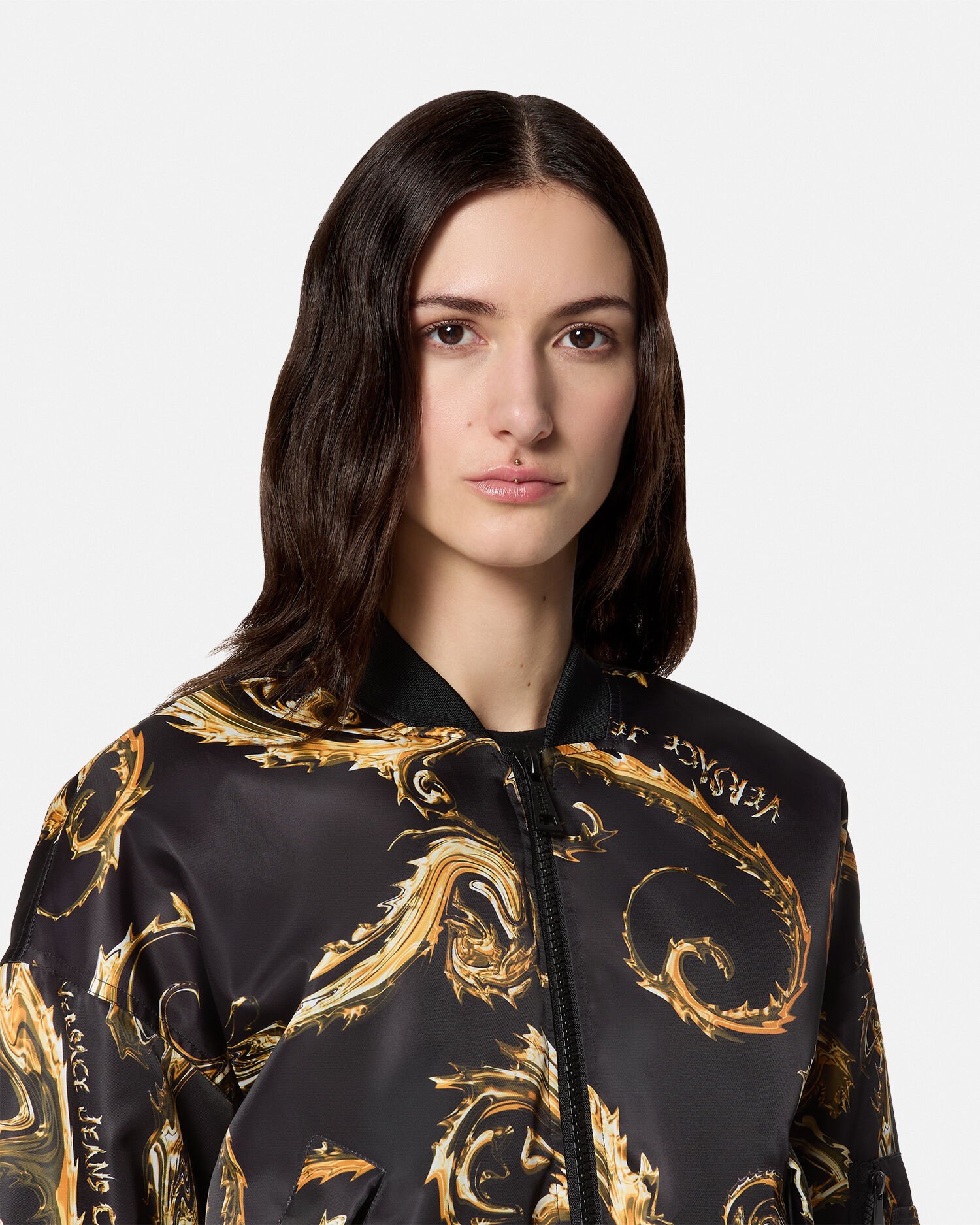Versace bomber jacket gold top