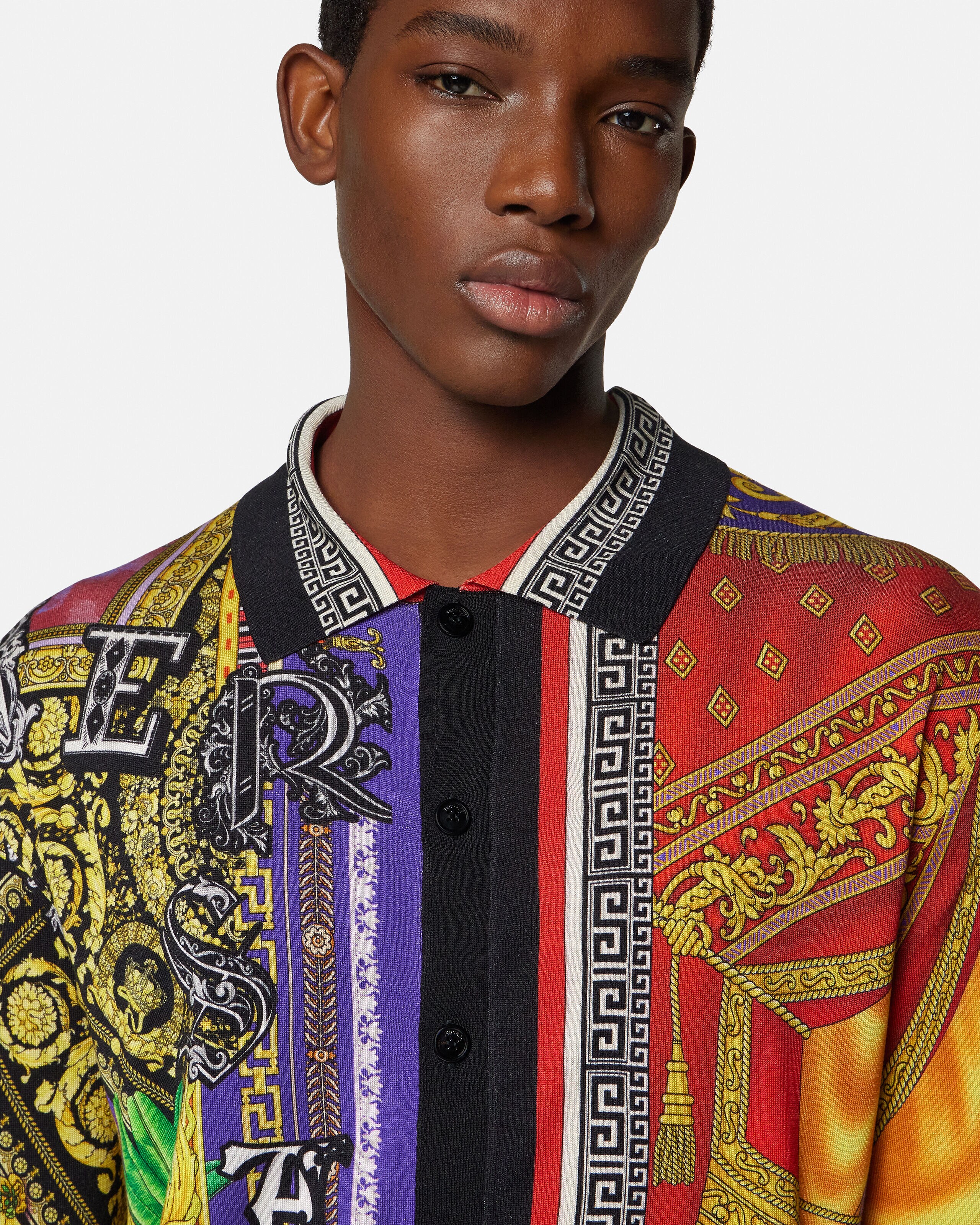 Printed Silk Knit Shirt Print | VERSACE ZA