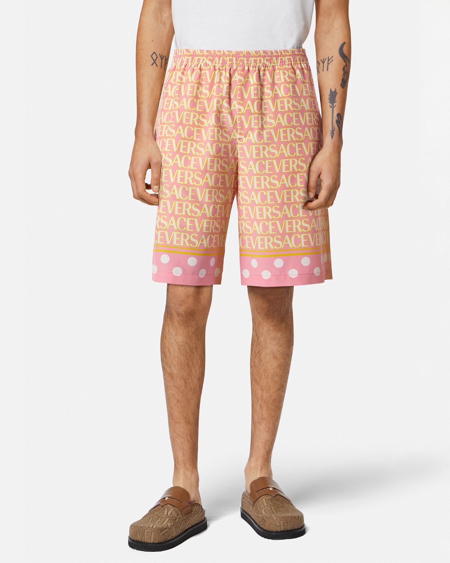 Versace Allover Cotton Blend Shorts
