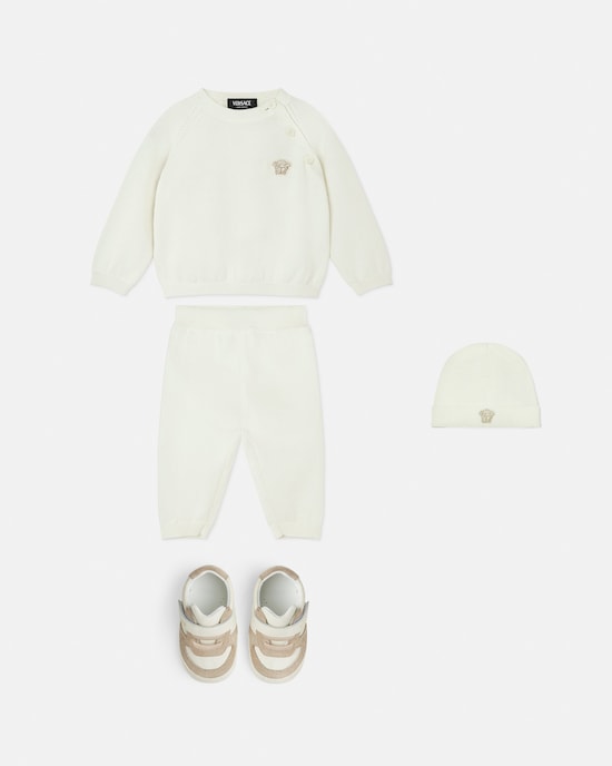 Baby Cotton Knit Sweater Set White 2