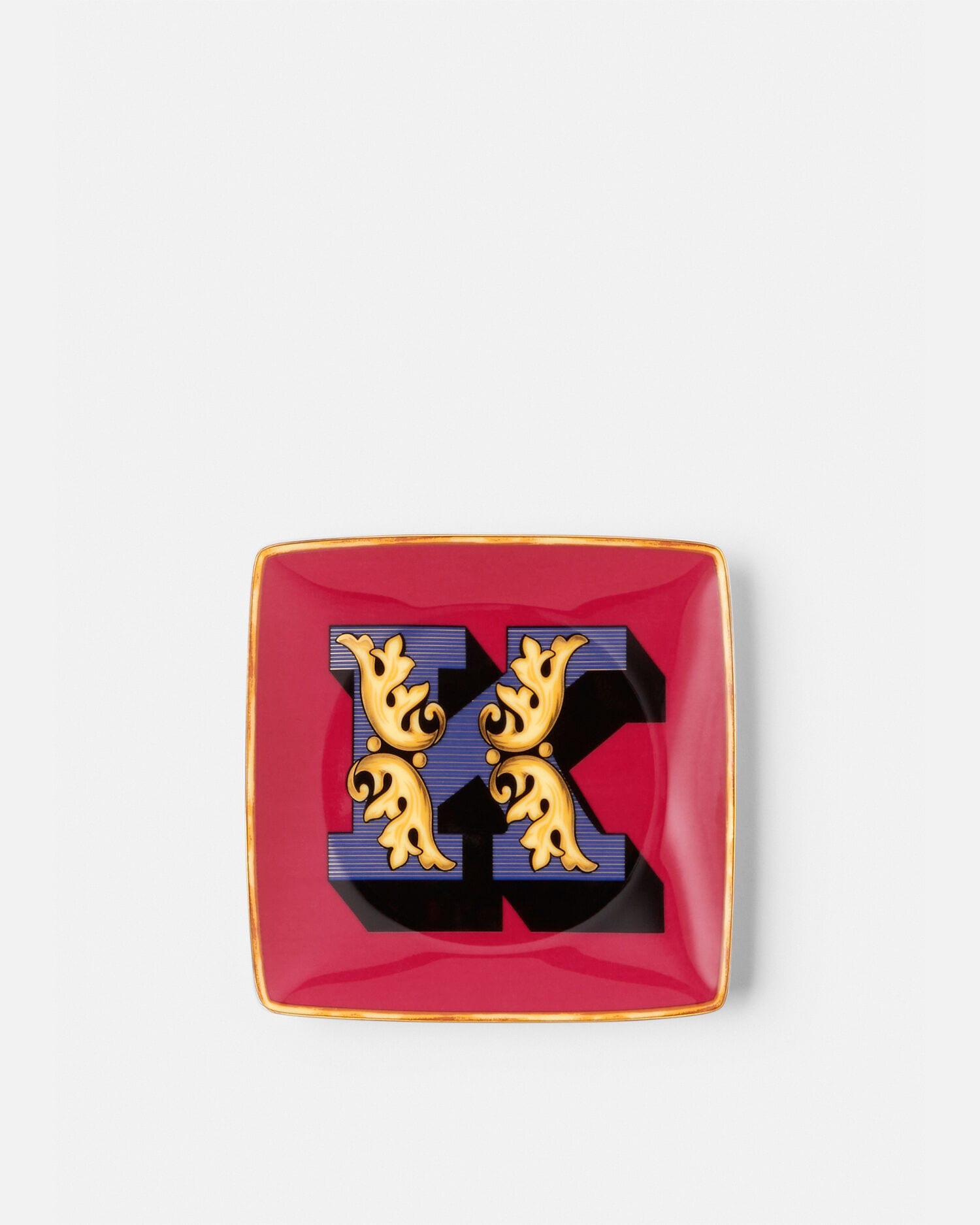 Versace Alphabet K Small Square Plate 12cm Print | VERSACE US