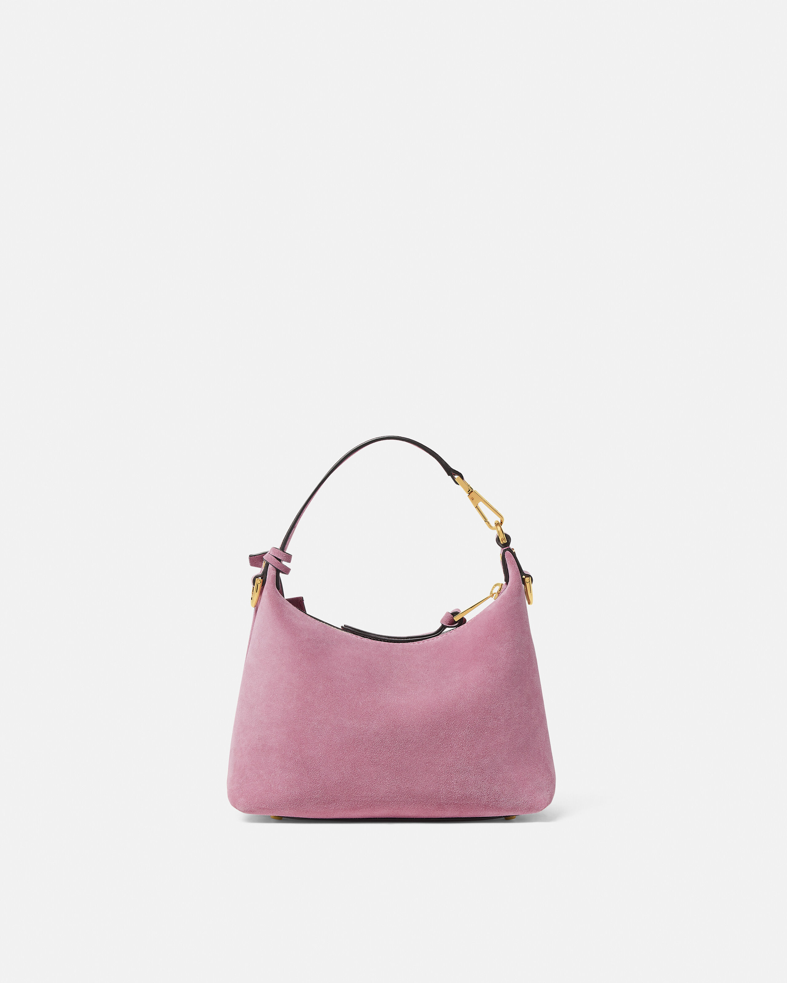 Versace Tag Suede Hobo Bag Pink,Gold | VERSACE US