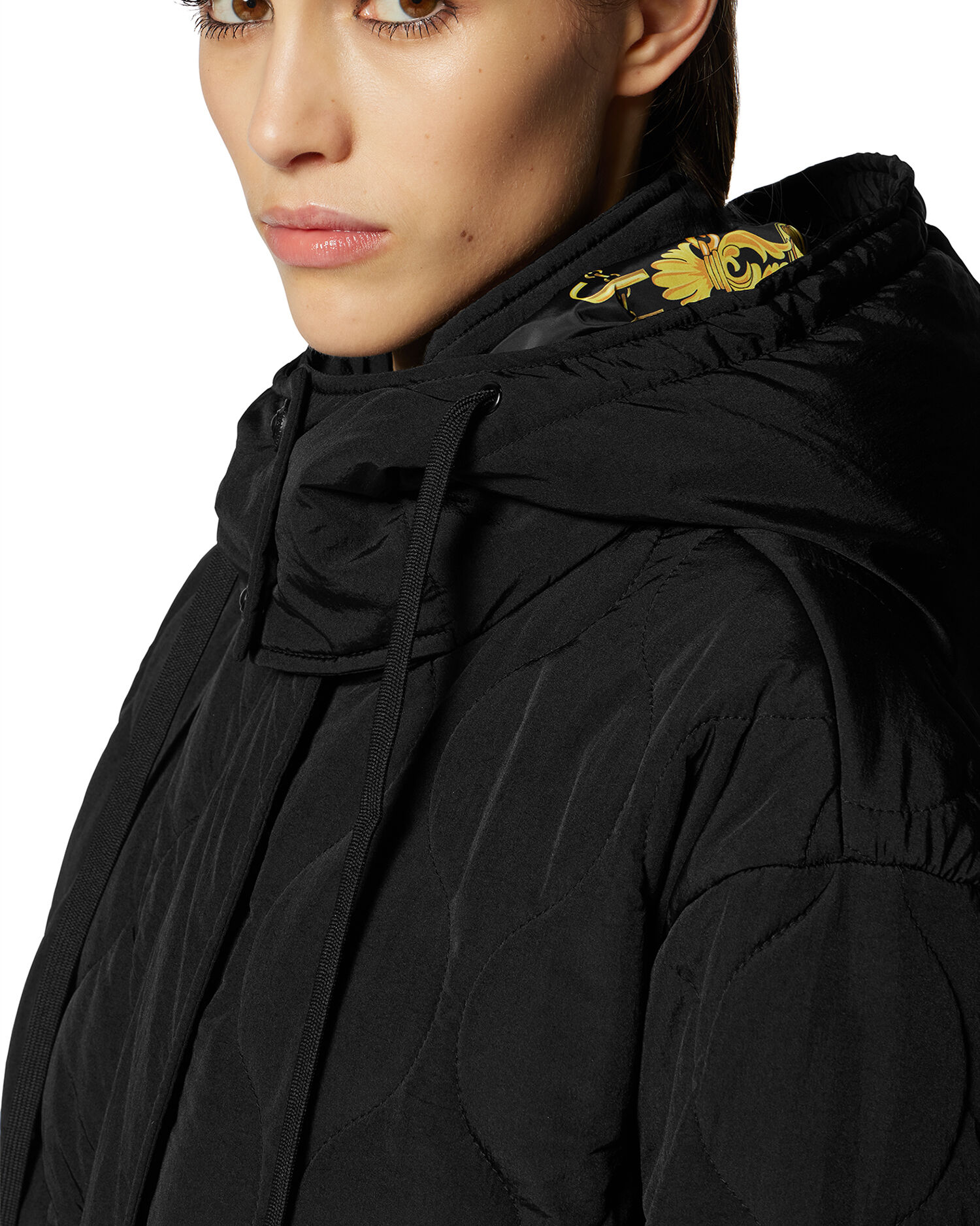 Gianni versace blue hot sale quilted puffer coat