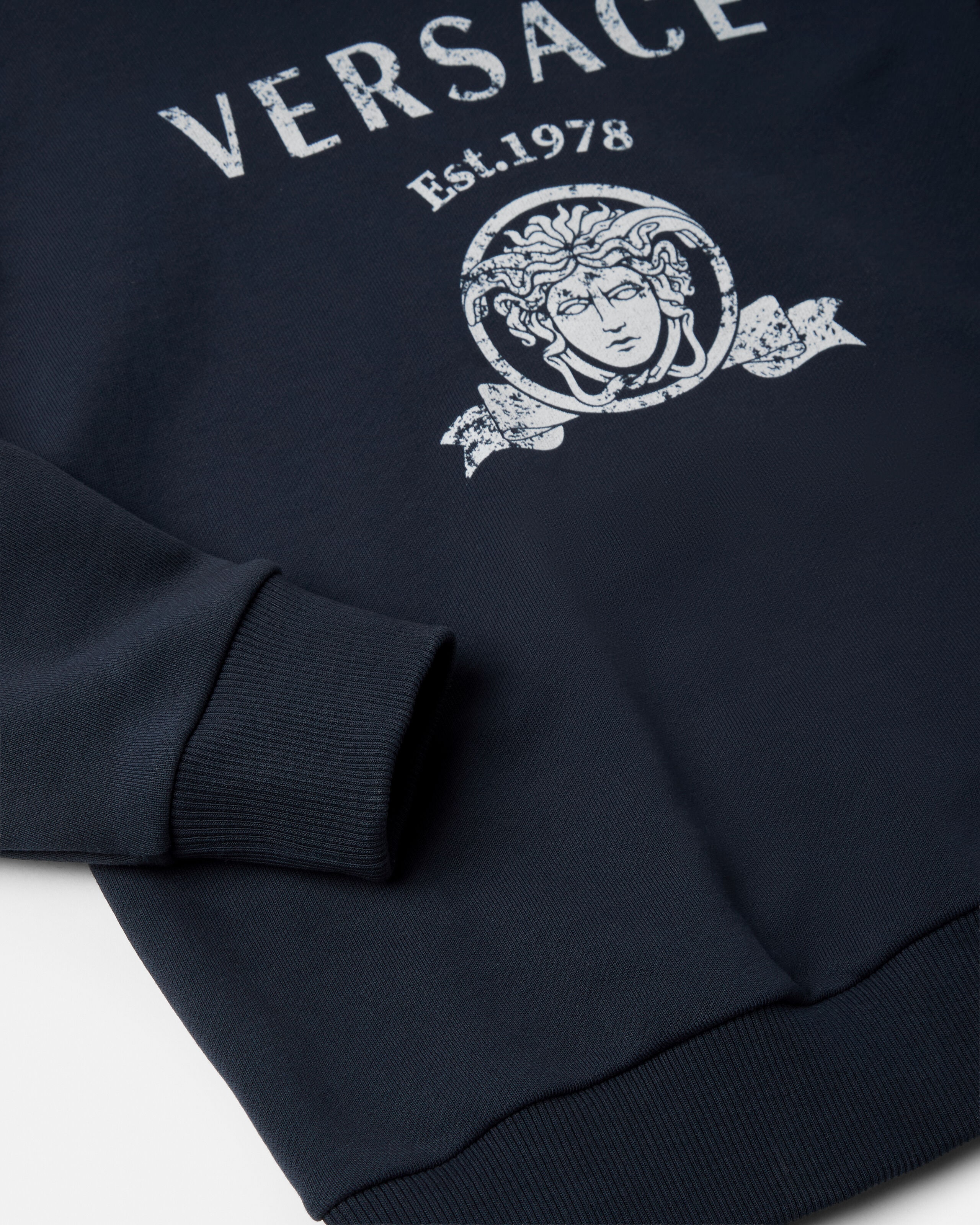 Kids Printed Cotton-Jersey Hoodie Blue | VERSACE