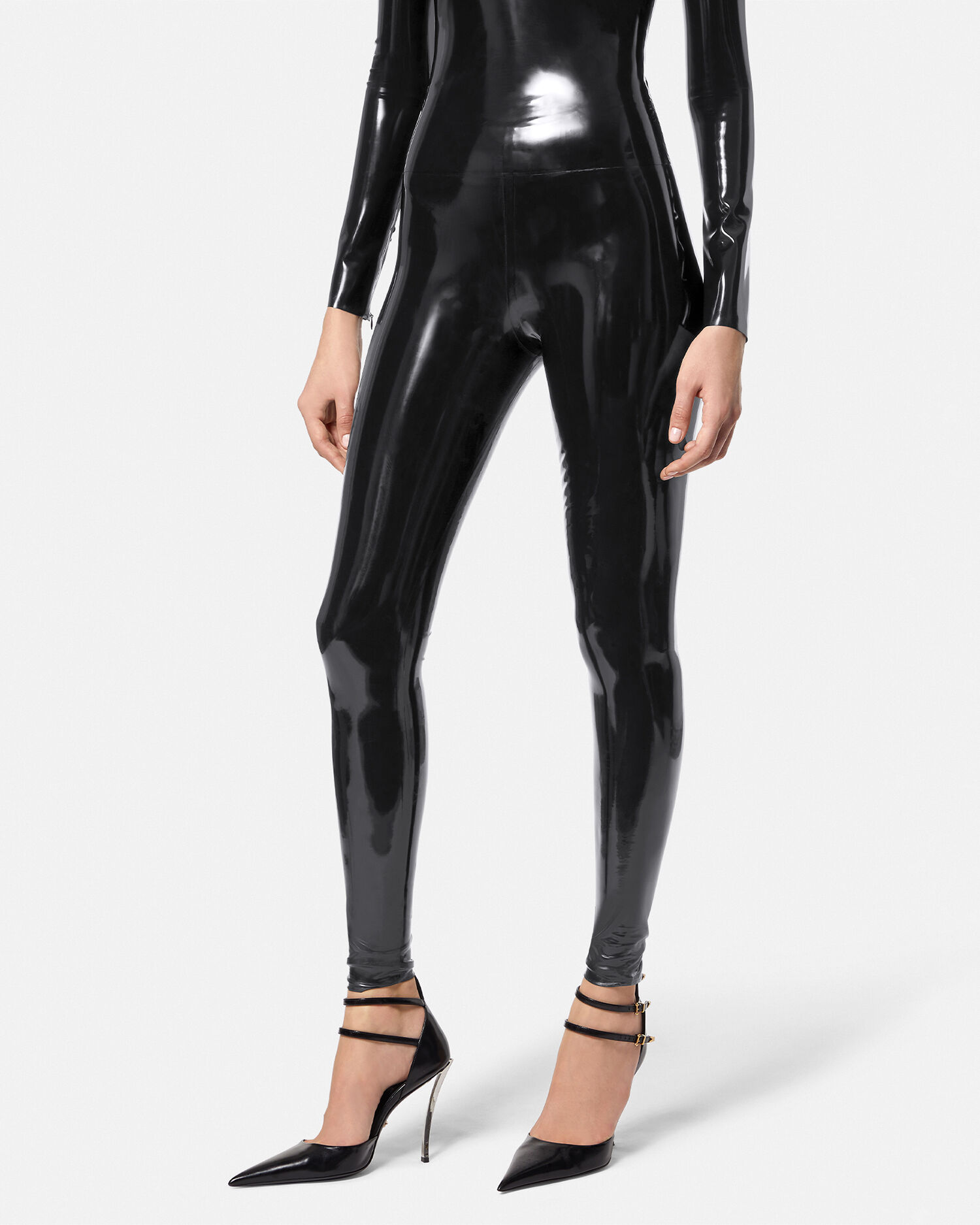 Black top latex leggins