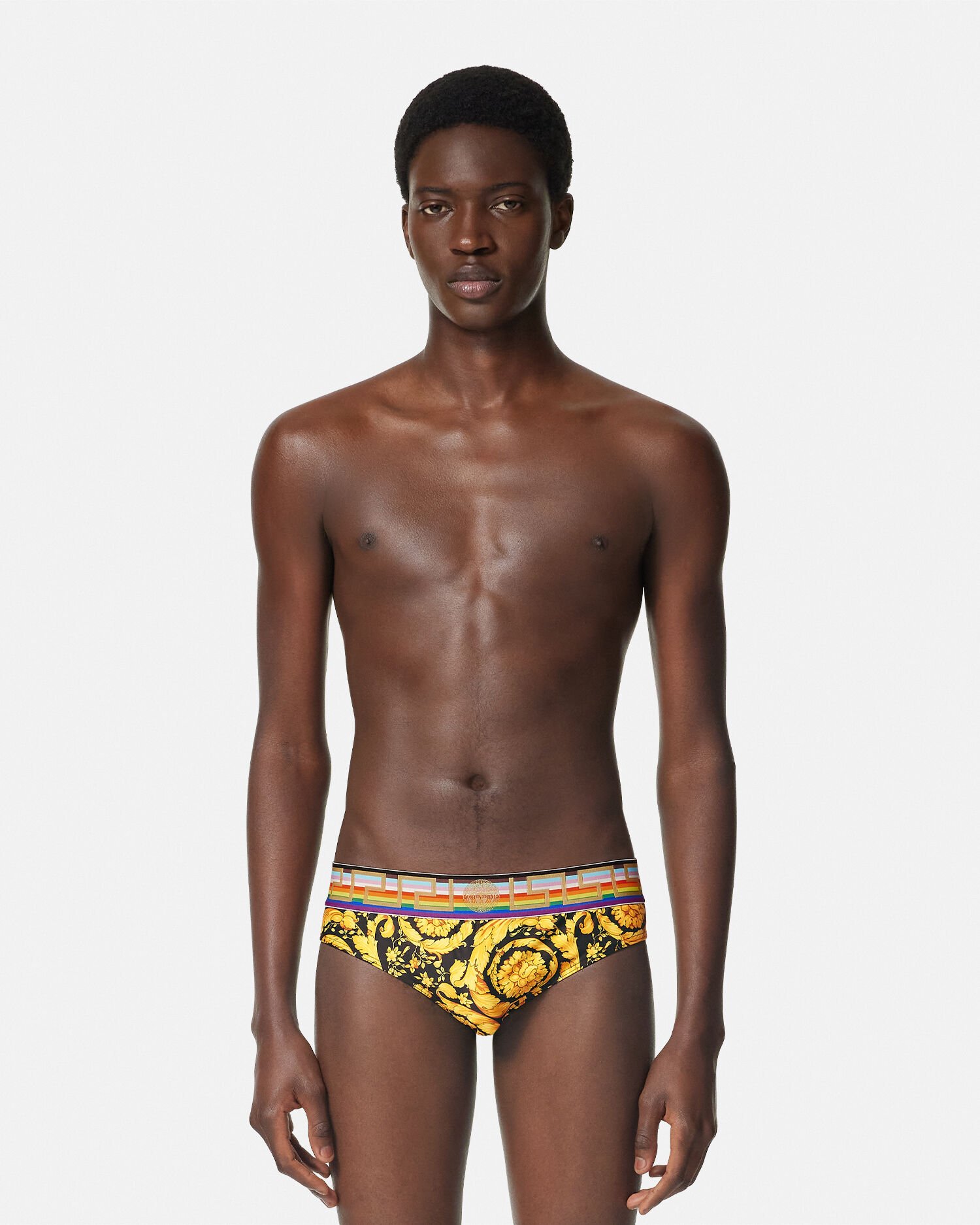 Pride Barocco Swim Briefs Black Print VERSACE US