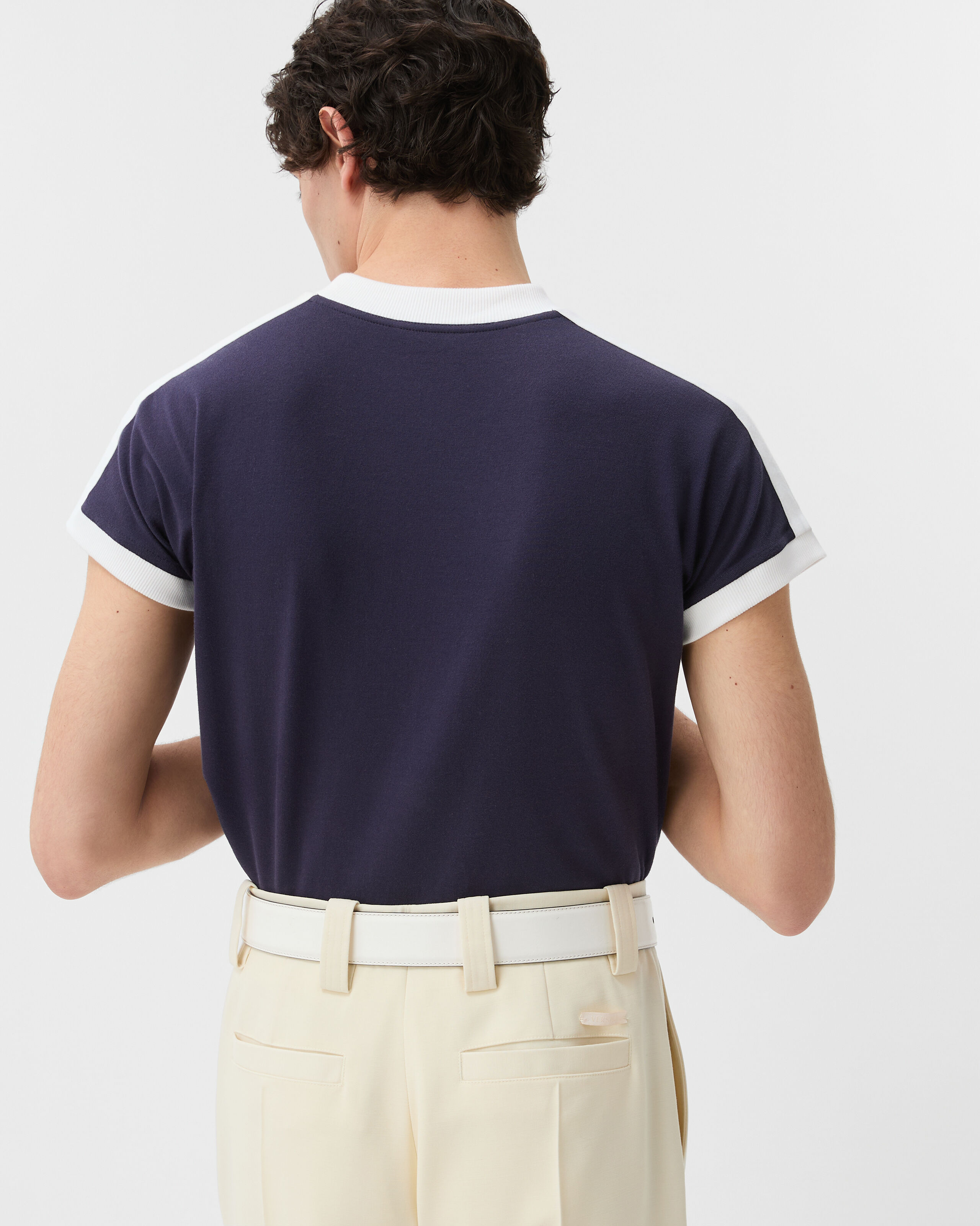 Embroidered-Logo Stretch Cotton-Jersey Slim T-Shirt Blue | VERSACE