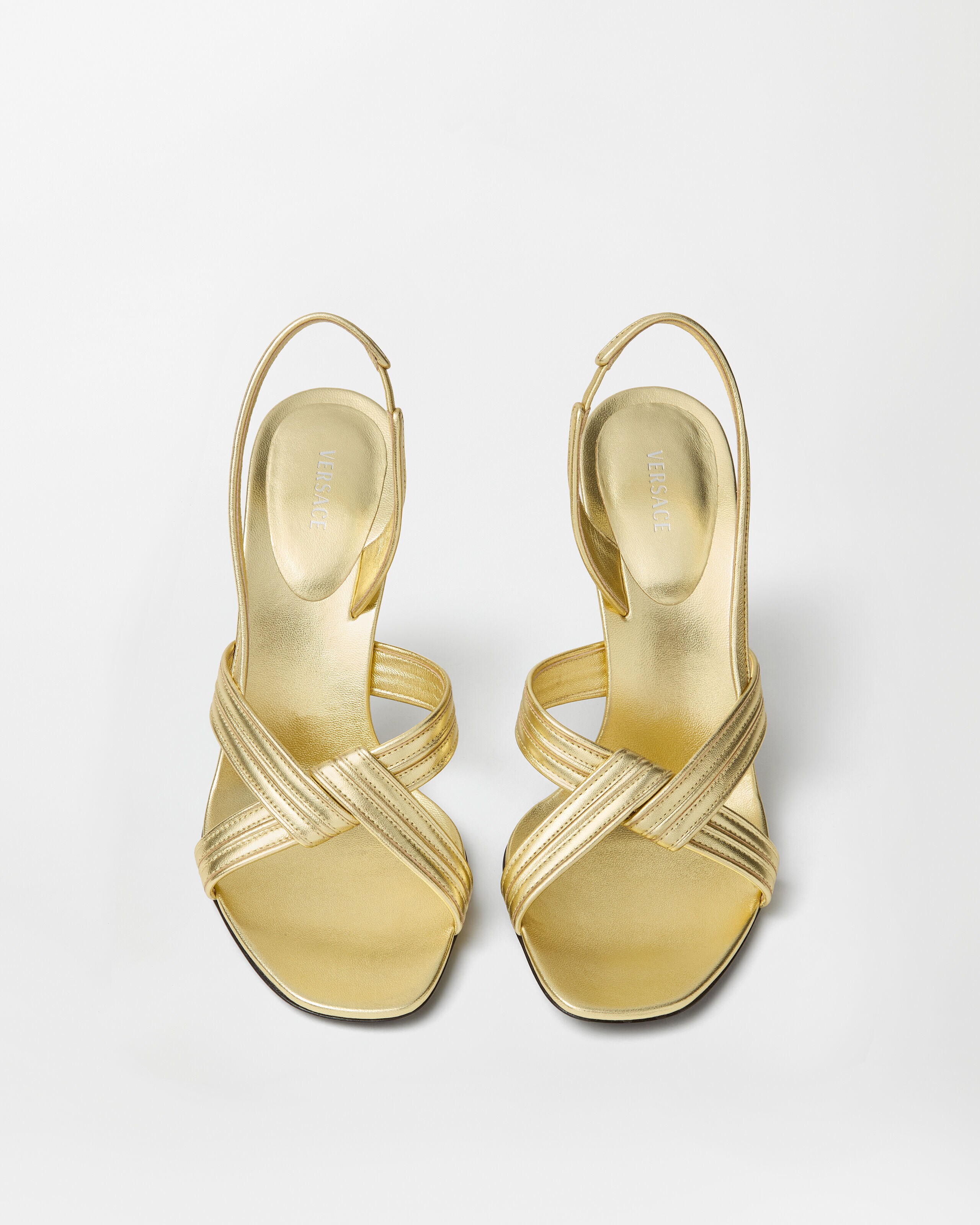 Gianni Metallic Nappa Sandals 90 mm Gold | VERSACE US